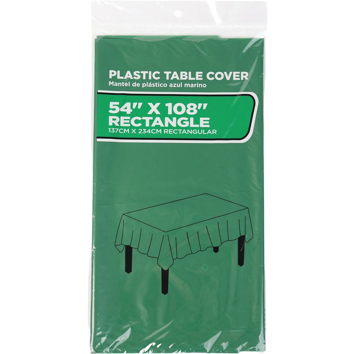 Organic 54 In. x 108 In. Hunter Green Rectangular Plastic Table Cover Unique