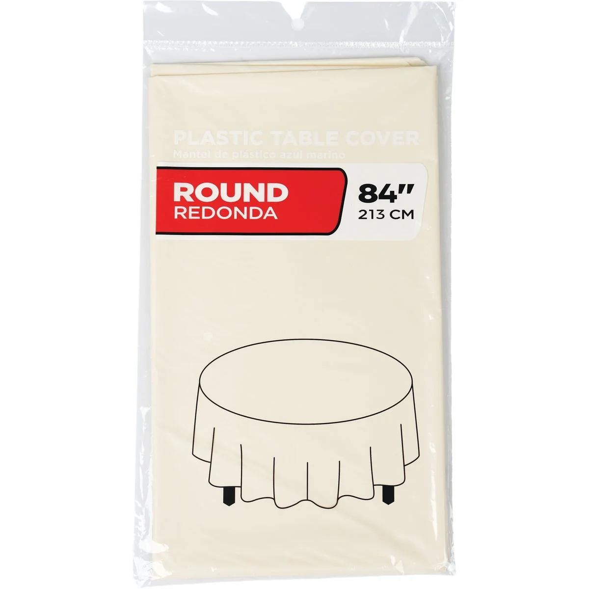 Versatile 84 In. Ivory Round Plastic Table Cover Effective