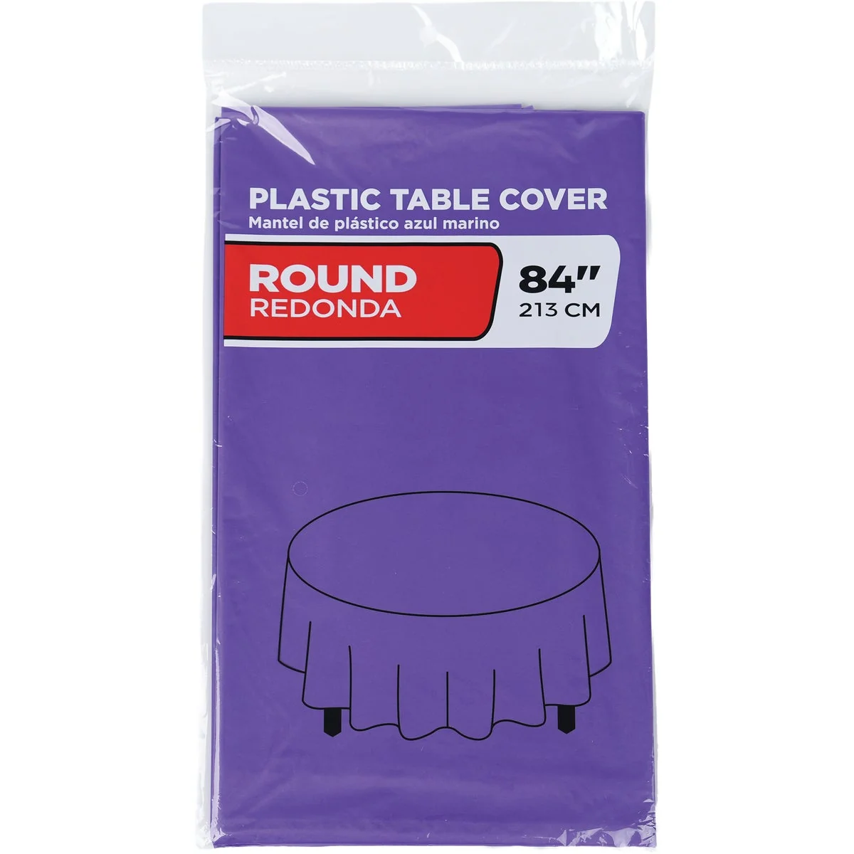 Comfortable 84 In. Purple Round Plastic Table Cover Smooth