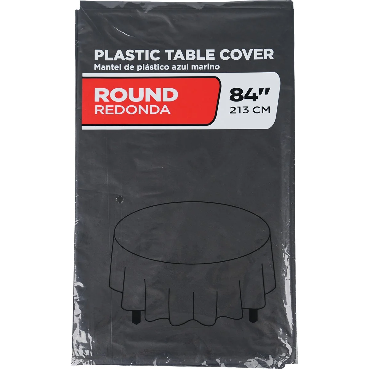 Sophisticated 84 In. Black Round Plastic Table Cover Easy-to-Use
