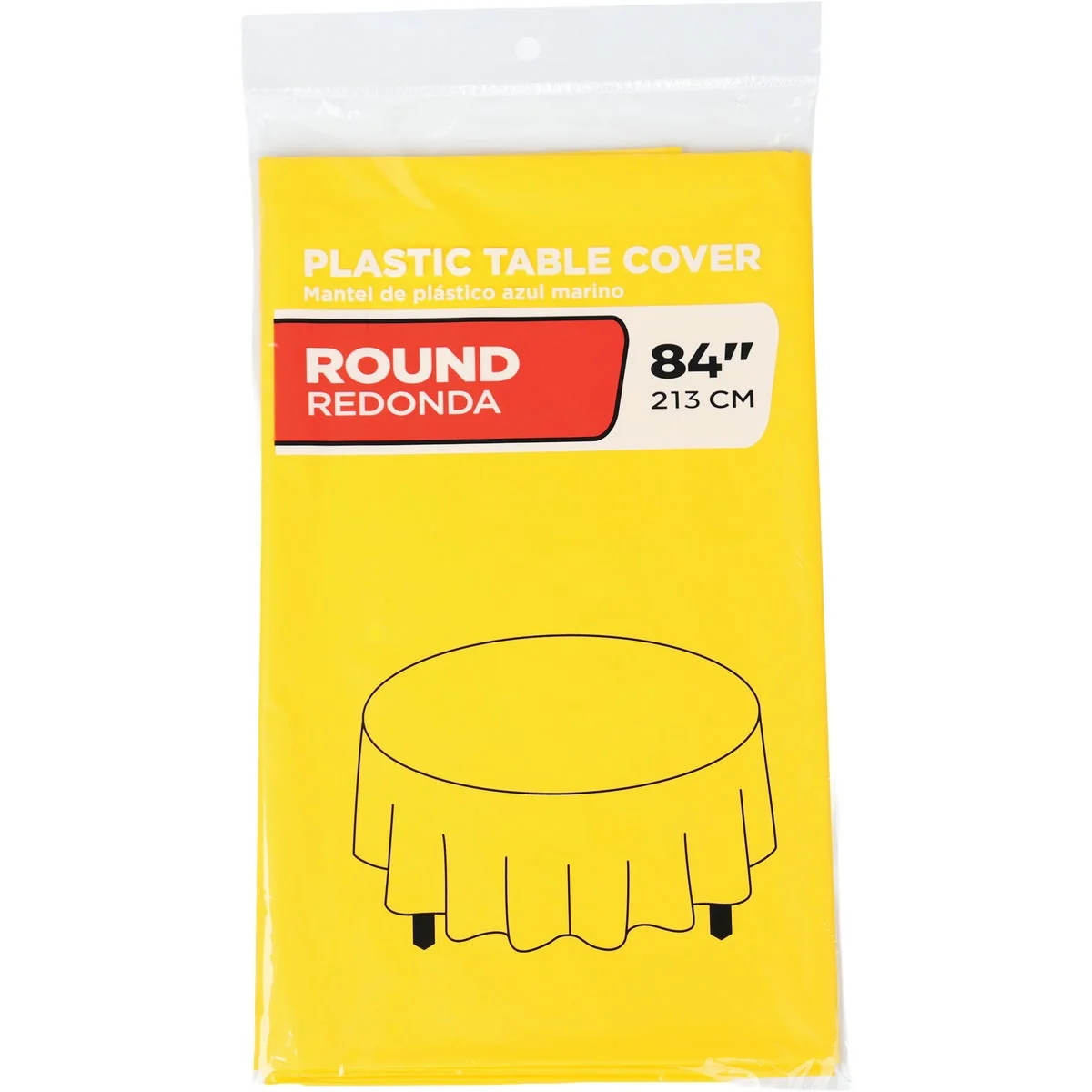 Contemporary 84 In. Yellow Round Plastic Table Cover Original