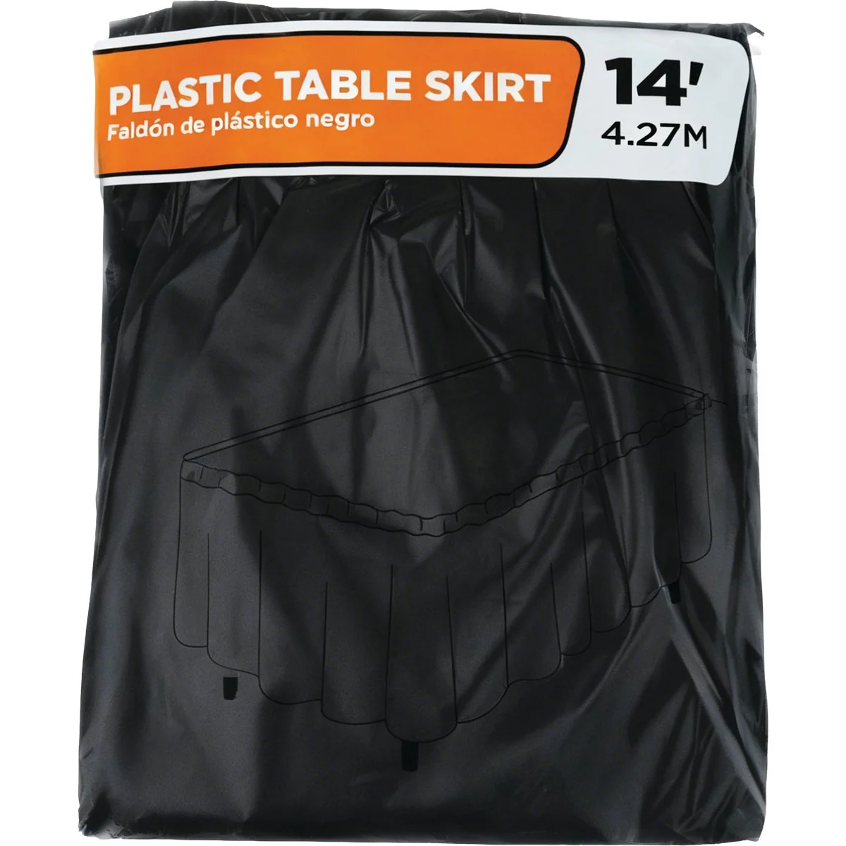 Sophisticated 14 Ft. Black Plastic Table Skirt Reliable
