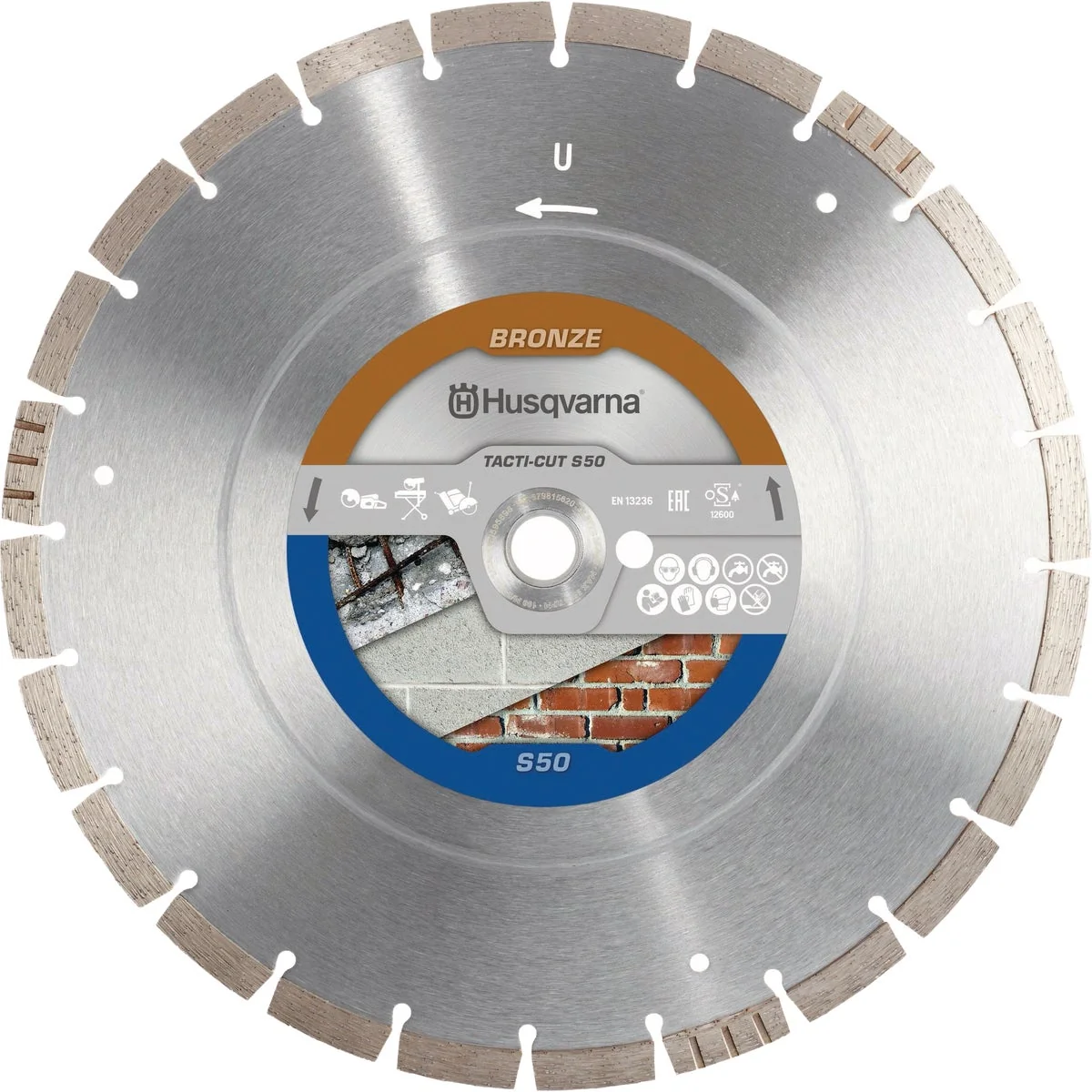 Official Husqvarna 12 In. Tacti-Cut S50 Segmented Rim Diamond Blade Relaxed