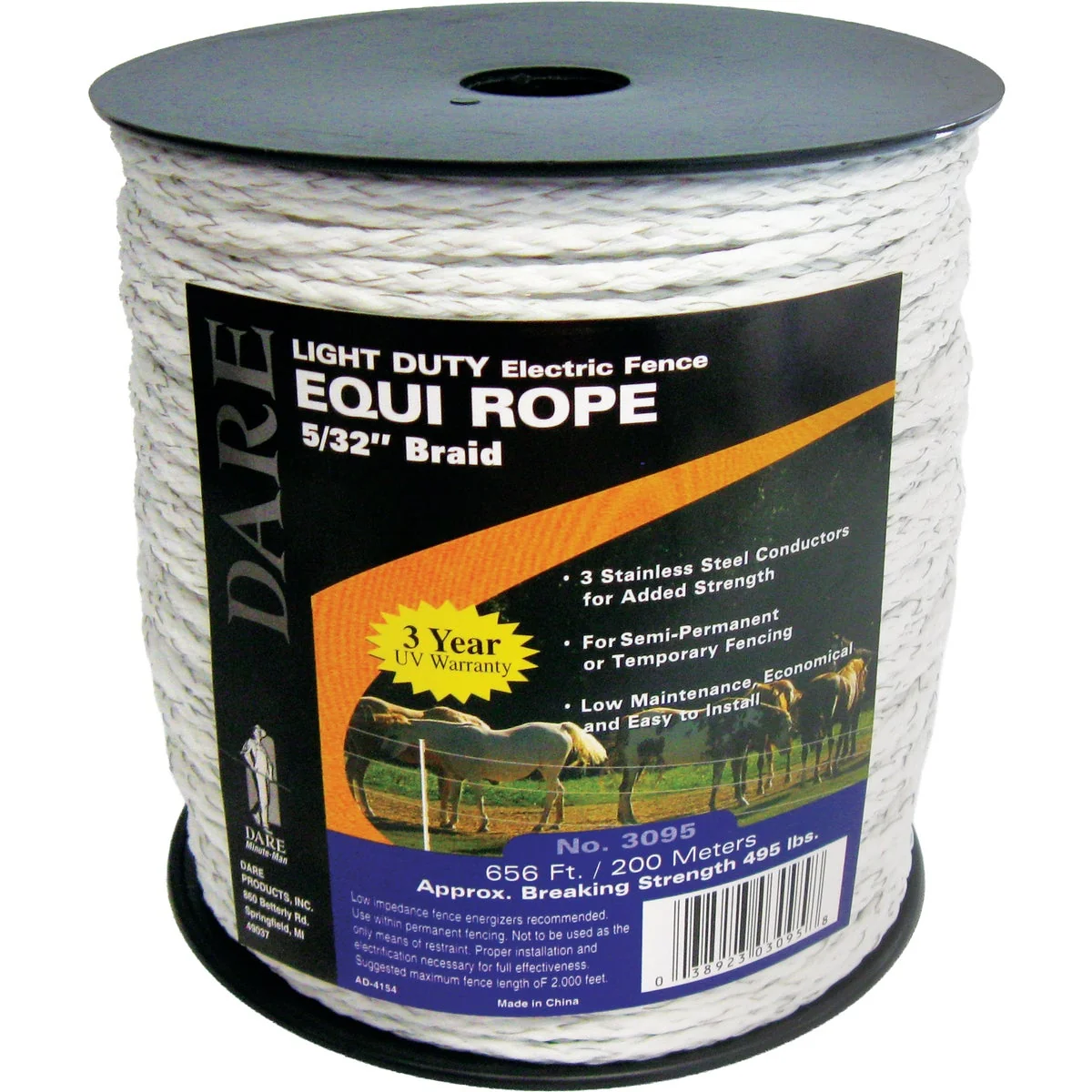 Selected Dare Equi-Rope 4 MM x 656 Ft. Poly Electric Fence Rope Soft