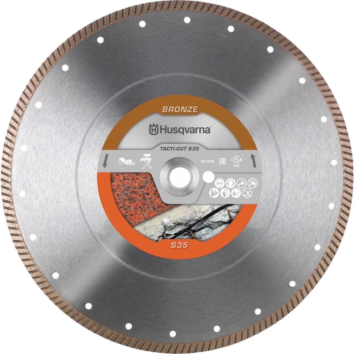 Proven Husqvarna 14 In. Tacti-Cut S35 Continuous Rim Diamond Blade Crafted