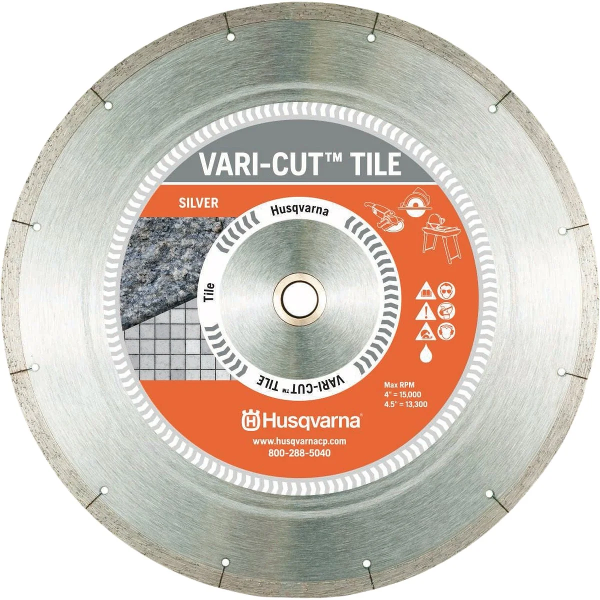 Traditional Husqvarna 10 In. Vari-Cut Tile Continuous Rim Diamond Blade Excellent