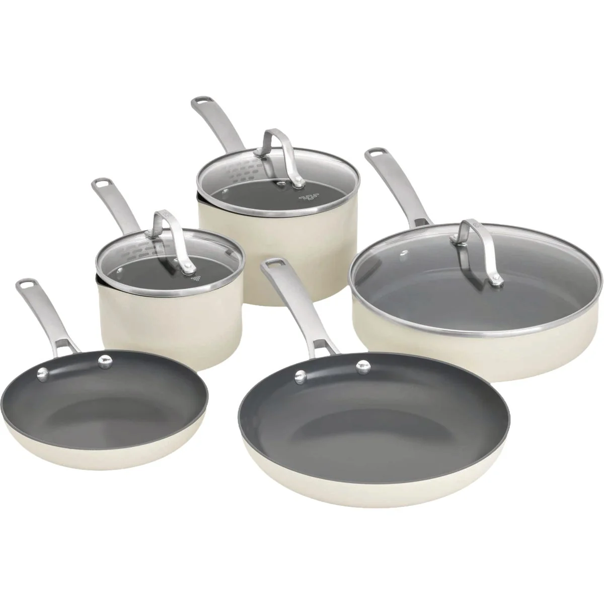 Eco-Friendly Calphalon Ceramic Nonstick Cookware Set Flour 8-Piece Lightweight