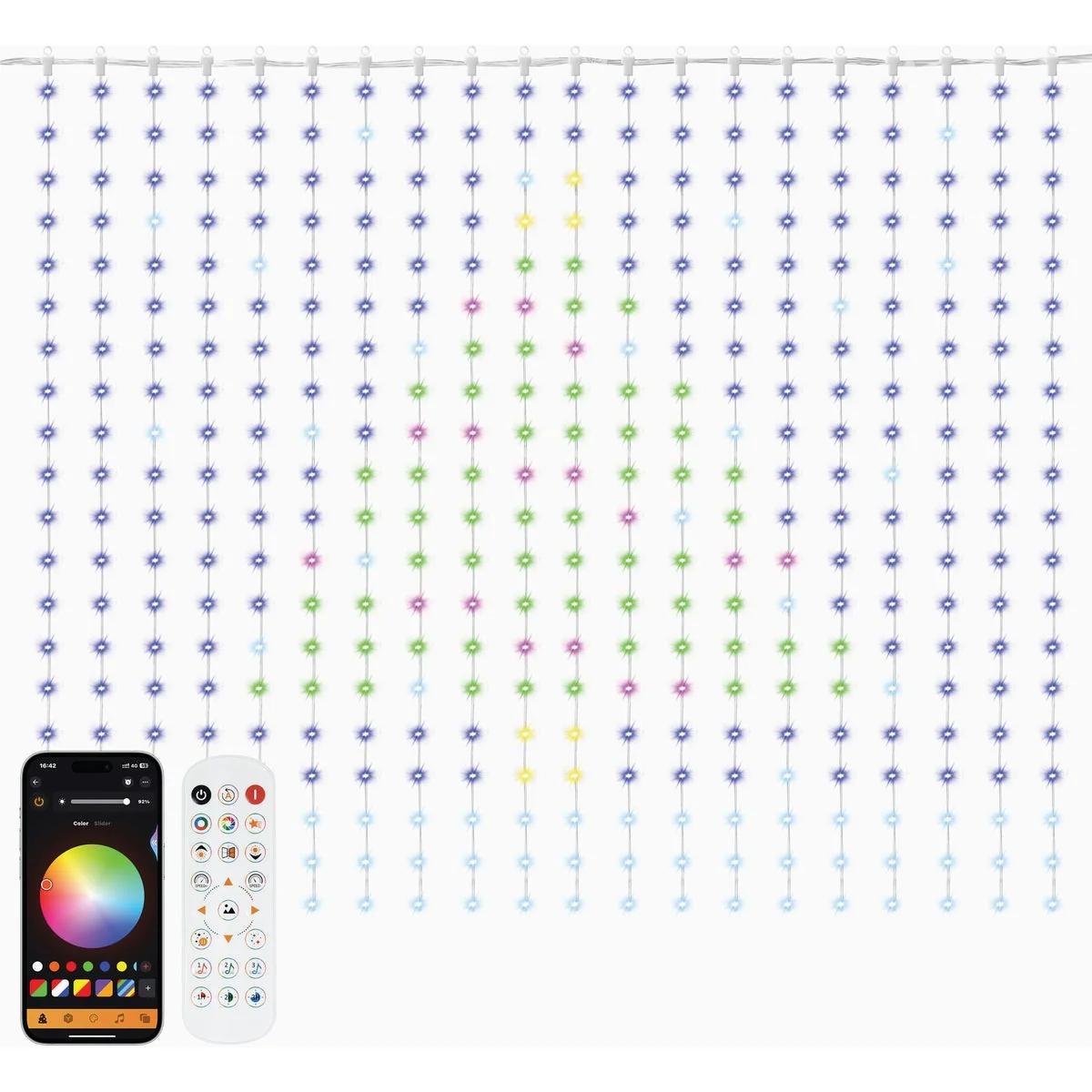 Innovative Ollny RGBIC 400-Bulb LED 4.9 Ft. x 6.6 Ft. Smart Curtain Light Set User-Friendly
