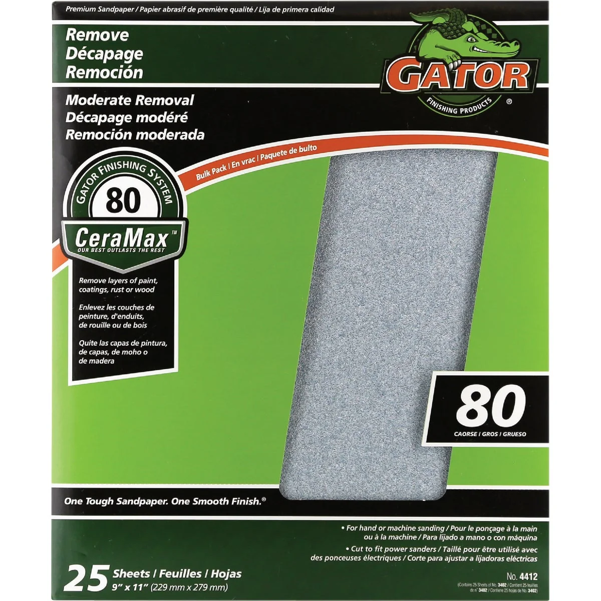 Sustainable GatorGrit 9 In. x 11 In. Coarse 80-Grit Premium Ceramic Sandpaper 25-Pack Smart