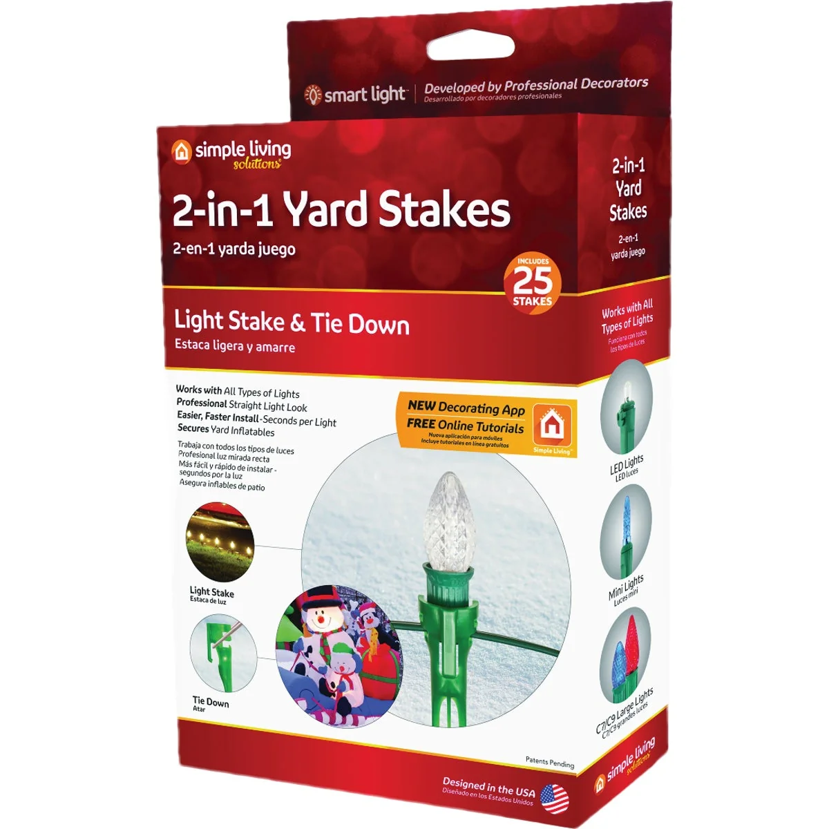 Traditional Simple Living Solutions 2-In-1 Light Stake Tie Down 25-Pack Breathable