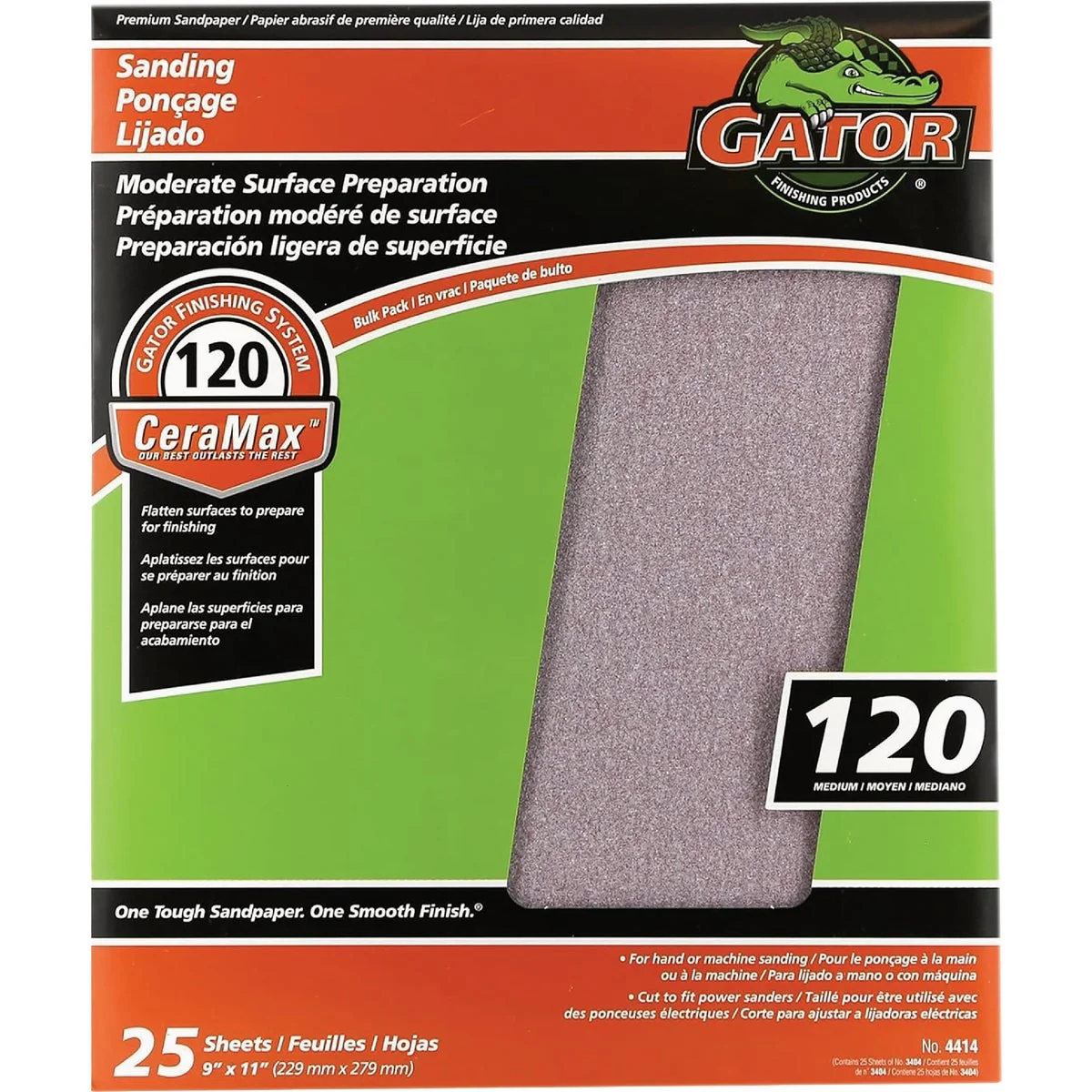 Dependable GatorGrit 9 In. x 11 In. Medium 120-Grit Premium Ceramic Sandpaper 25-Pack Professional