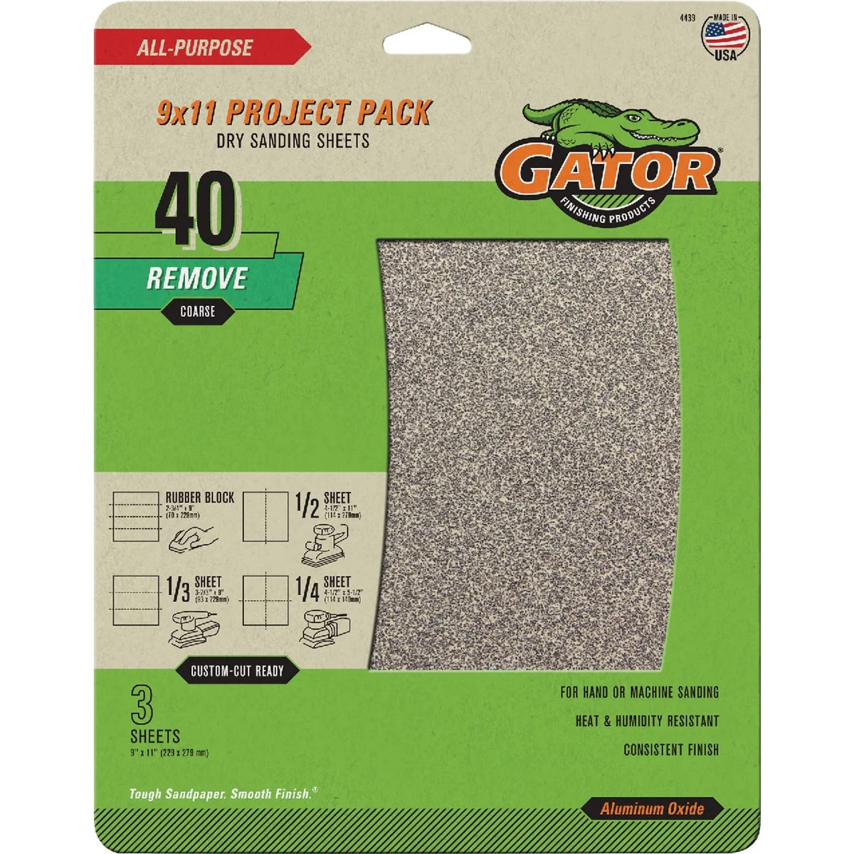 Prestigious GatorGrit 9 In. x 11 In. Extra Coarse 40-Grit Sandpaper 3-Pack Proven