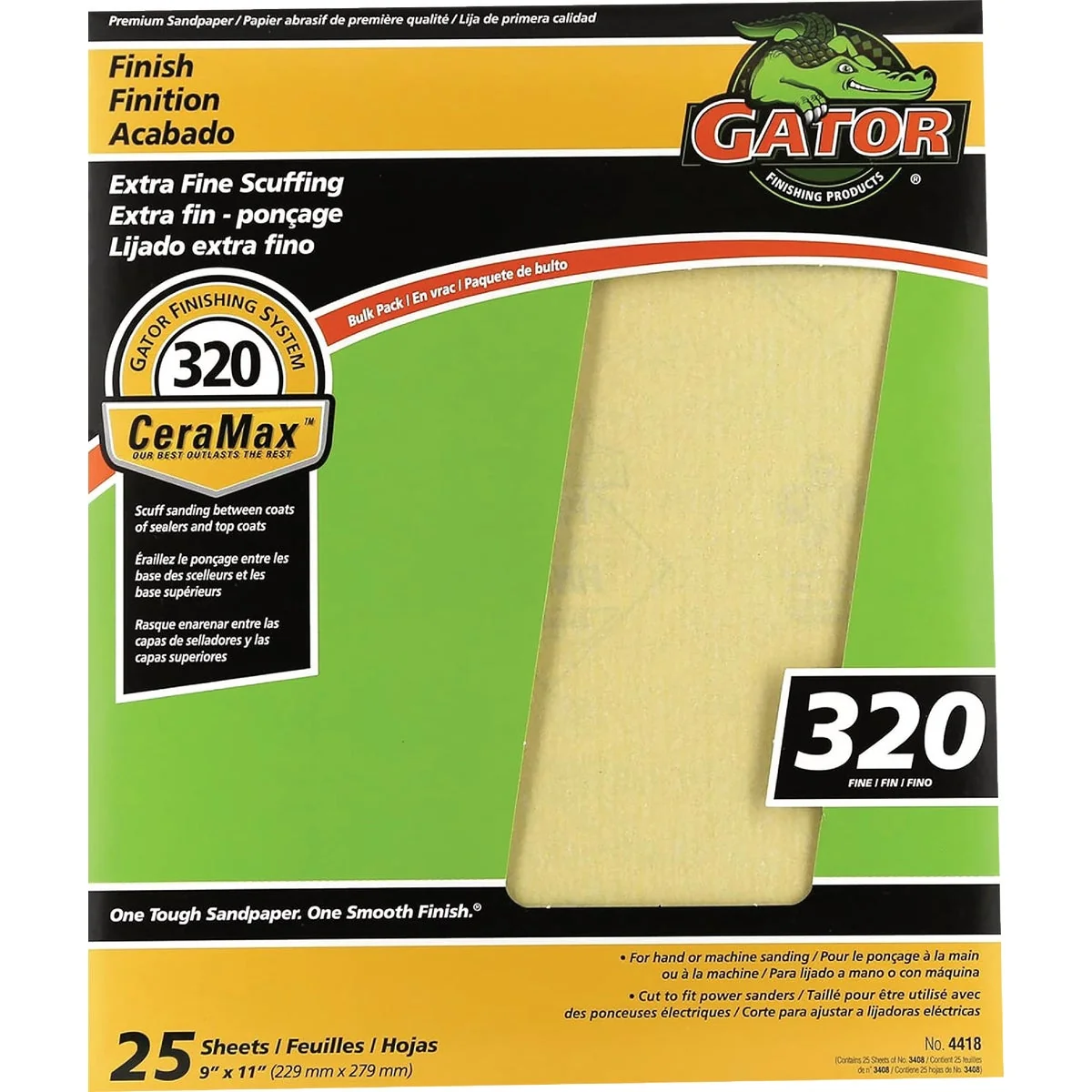 Original GatorGrit 9 In. x 11 In. 320-Grit Fine Premium Ceramic Sandpaper 25-Pack Unique