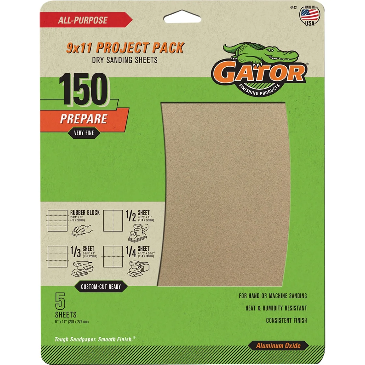 World-Class GatorGrit 9 In. x 11 In. Fine 150-Grit Sandpaper 5-Pack Luxury
