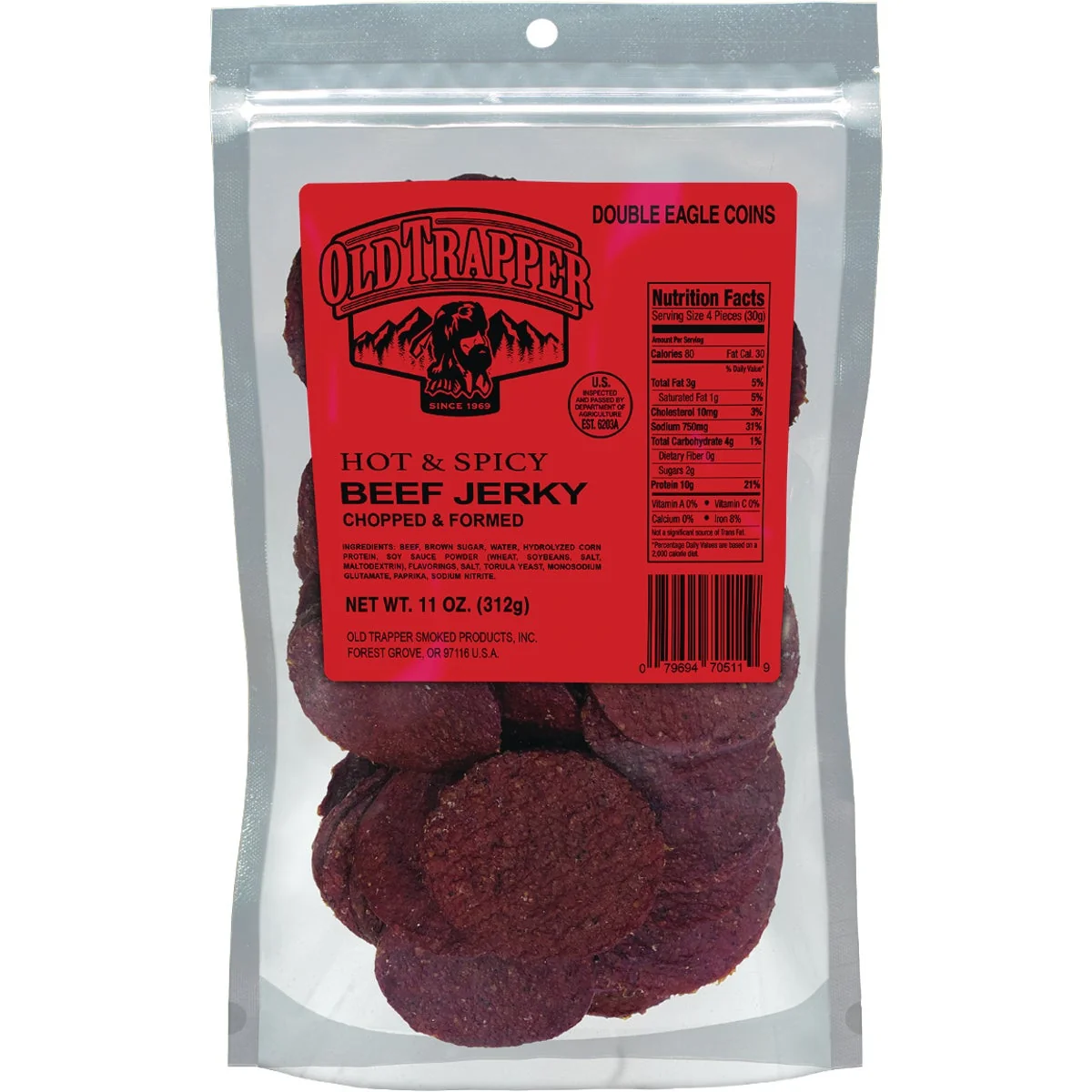 Recyclable Old Trapper 11 Oz. Spicy Beef Jerky Casual