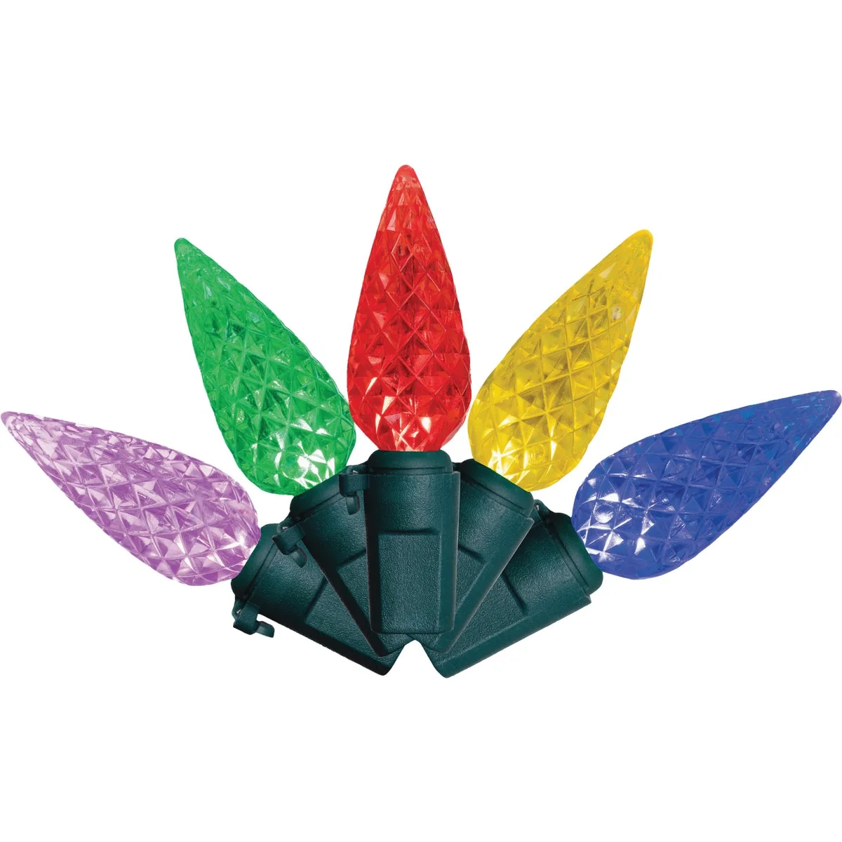 World-Class Holiday Bright Lights Vibrant Multi 300-Bulb C6 PS Faceted String Light Set Lightweight