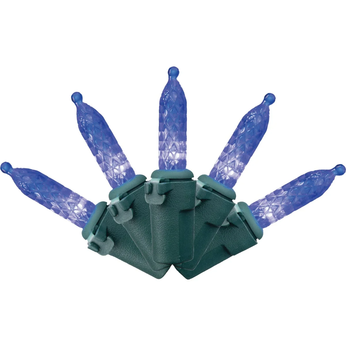 Organic Holiday Bright Lights Vibrant Blue 100-Bulb M5 Mini PS Faceted String Light Set Excellent