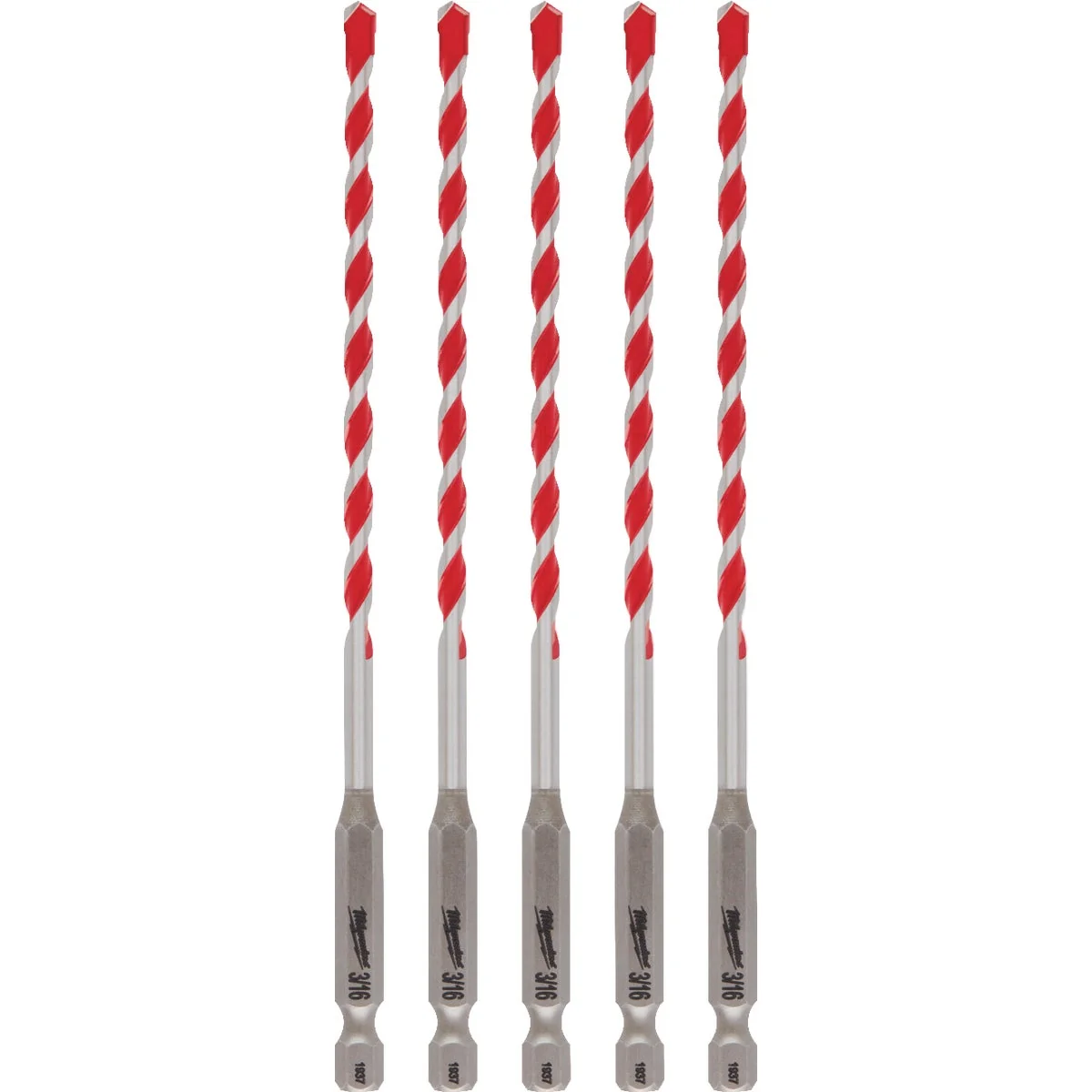 Official Milwaukee SHOCKWAVE 3 16 In. x 4 In. x 6 In. Impact Duty Carbide Hammer Drill Bits 5-Pack Consistent