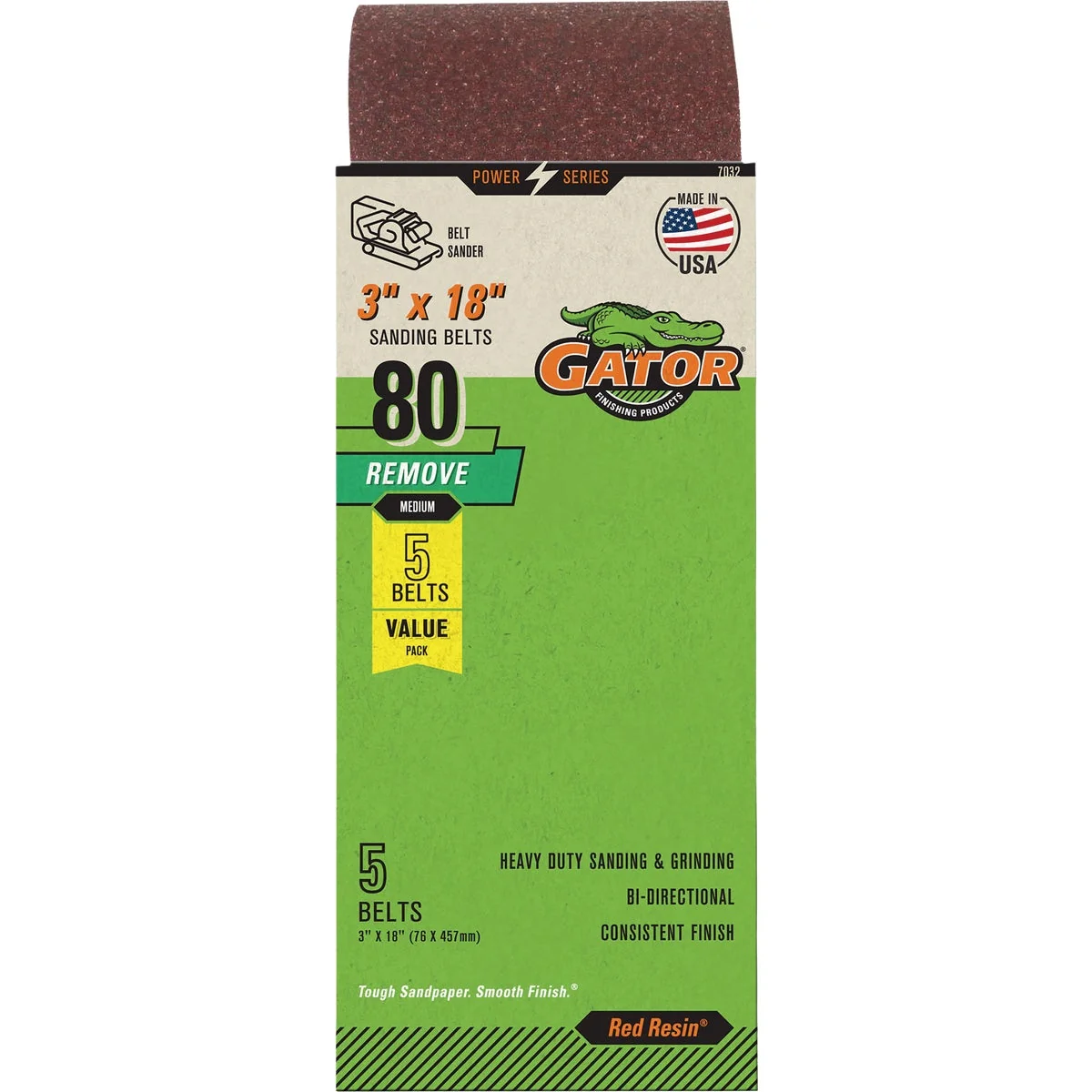Classic Gator 3 In. x 18 In. 80-Grit Aluminum Oxide Sanding Belt 5-Pack Durable