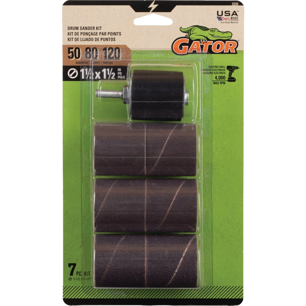Elite Gator 1-1 2 In. Drum Sander Kit 7-Piece Casual