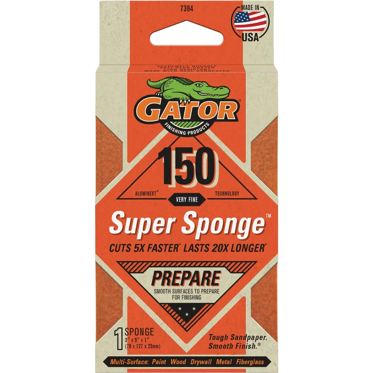 Safe Gator Premium Super Sponge 3 In. x 5 In. x 1 In. 150 Grit Very Fine Sanding Sponge Trendy