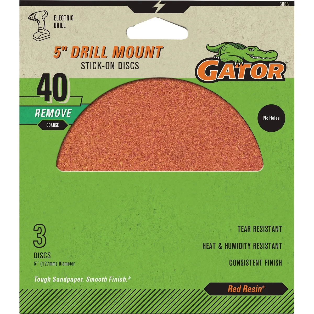 Exclusive Gator 5 In. 40-Grit Aluminum Oxide Stick-On Sanding Disc 3-Pack Responsible