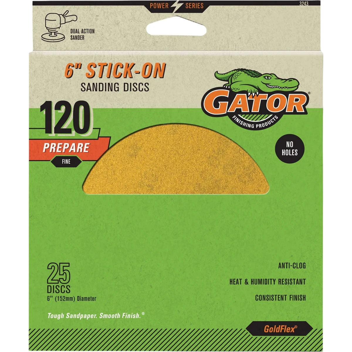 Verified Gator Goldflex 6 In. 120-Grit Aluminum Oxide Stick-On Sanding Disc 25-Pack Superior
