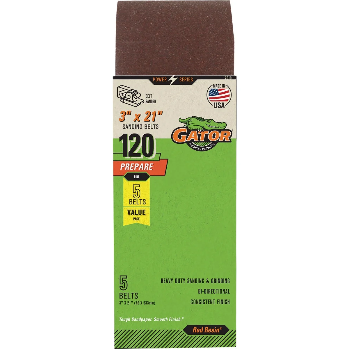 Top-Quality Gator 3 In. x 21 In. 80-Grit Aluminum Oxide Sanding Belt 5-Pack Dependable