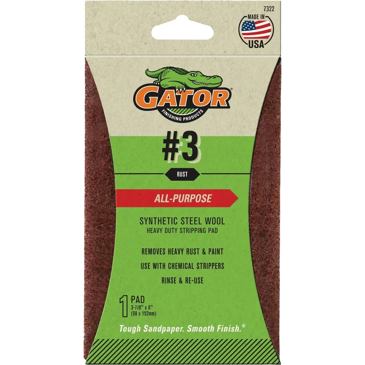 Genuine Gator 3-7 8 In. x 6 In. Heavy Stripping Synthetic Steel Wool 3 Coarse Fine