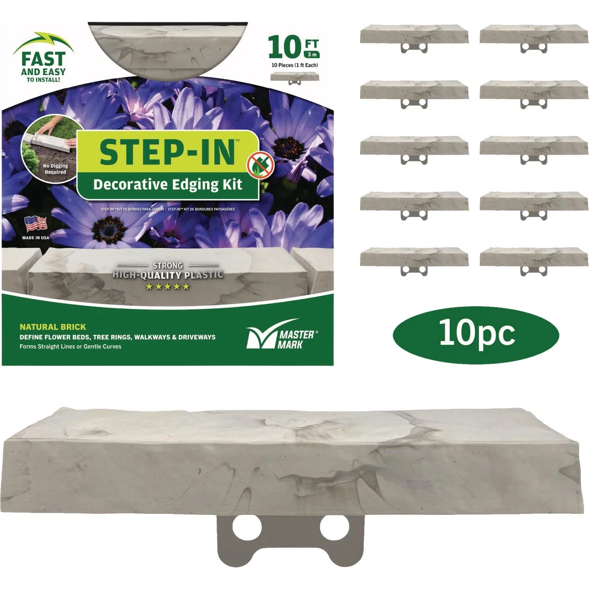 Carefully Designed Master Mark Step-In 1.5 In. x 10 Ft. Brick Gray Plastic Landscape Edging World-Class