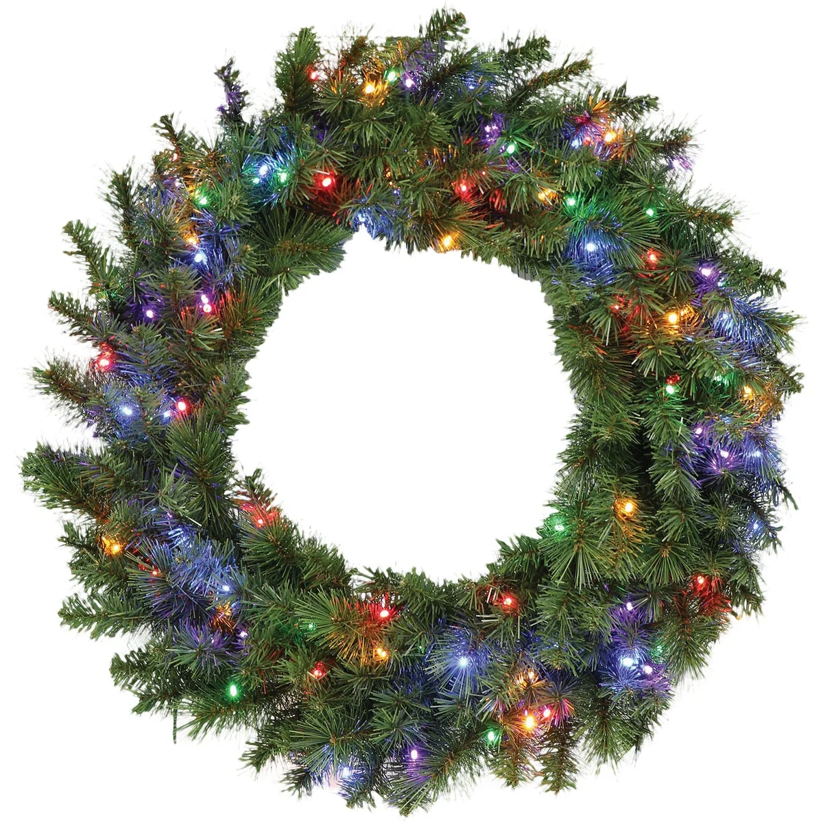 Casual Holiday Wonderland 30 In. 100-Bulb Multi-Color LED PVC Mixed Needle Wreath Reliable