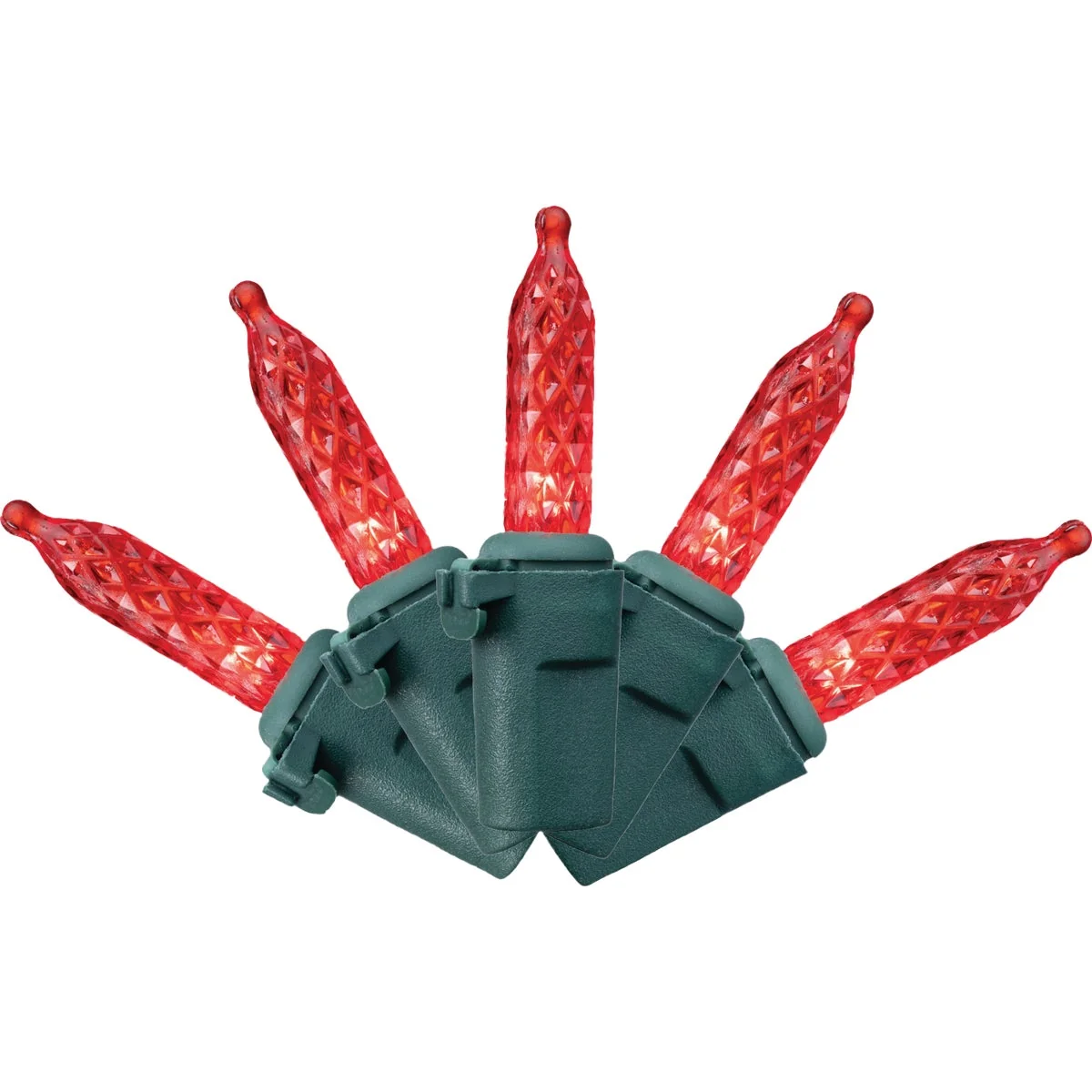 Recyclable Holiday Bright Lights Vibrant Red 100-Bulb M5 Mini PS Faceted String Light Set Fast