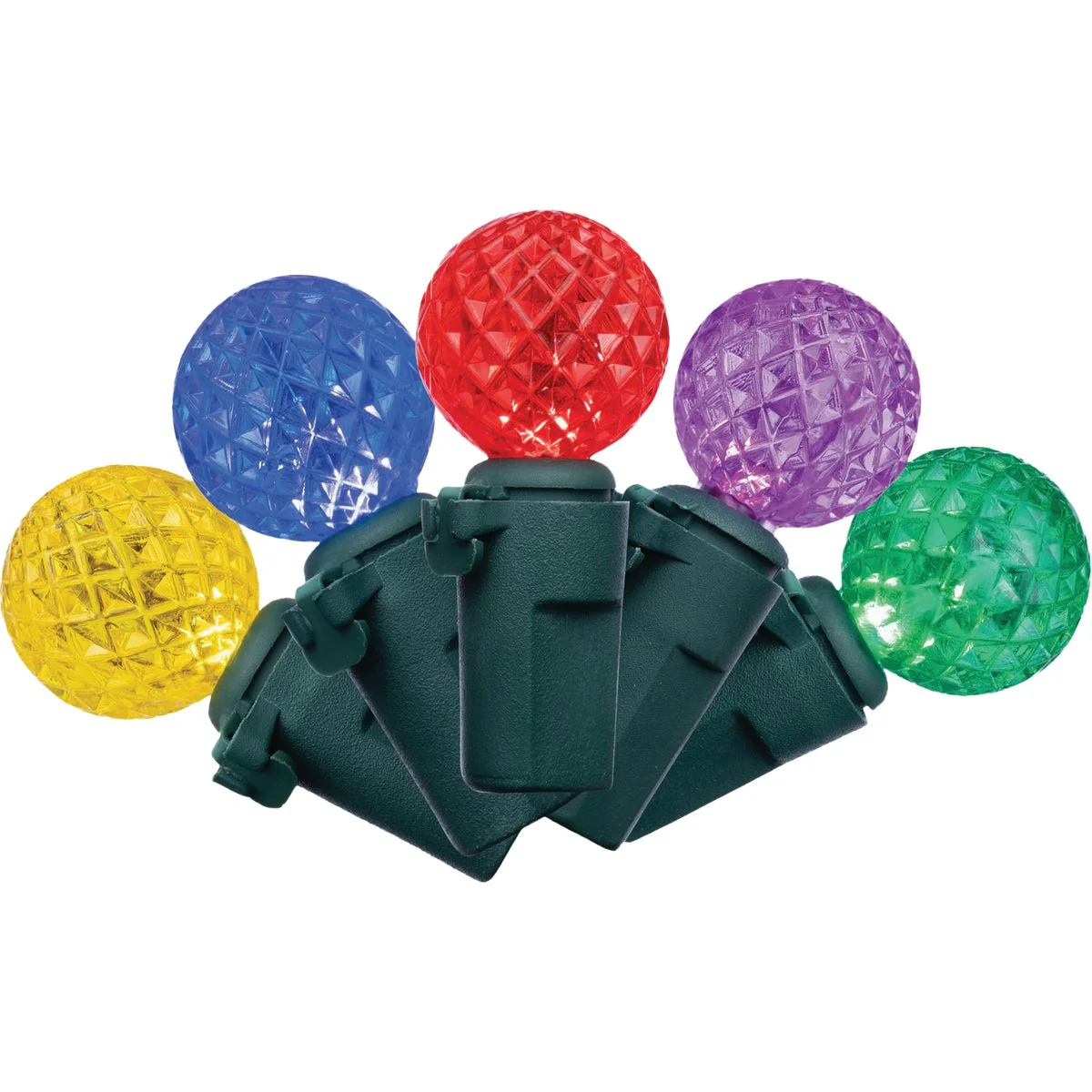 Authentic Holiday Bright Lights Vibrant Multi 100-Bulb G12 PS Faceted String Light Set Long-Lasting