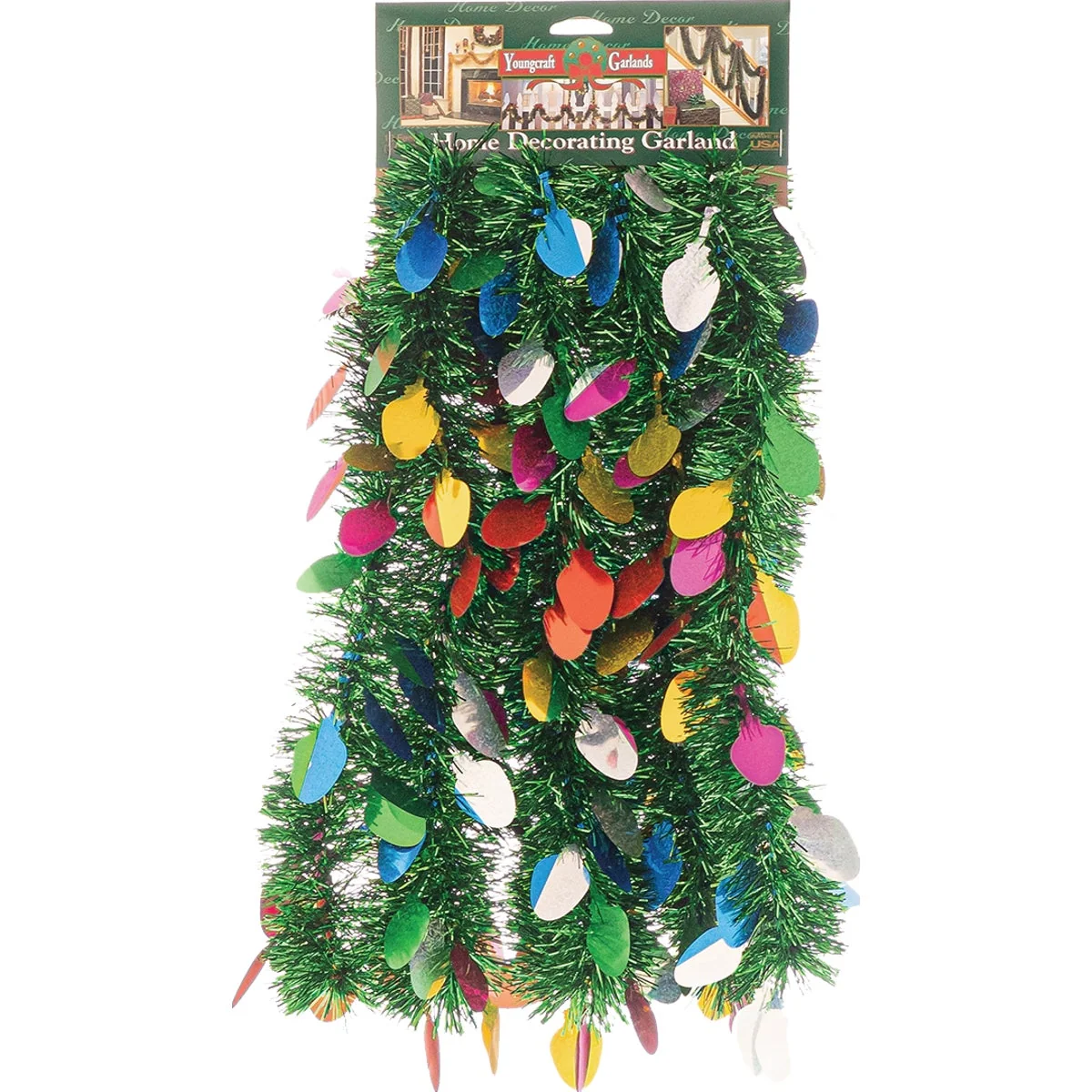 Elegant FC Young 10 Ft. Green Garland with Light Bulbs Fast