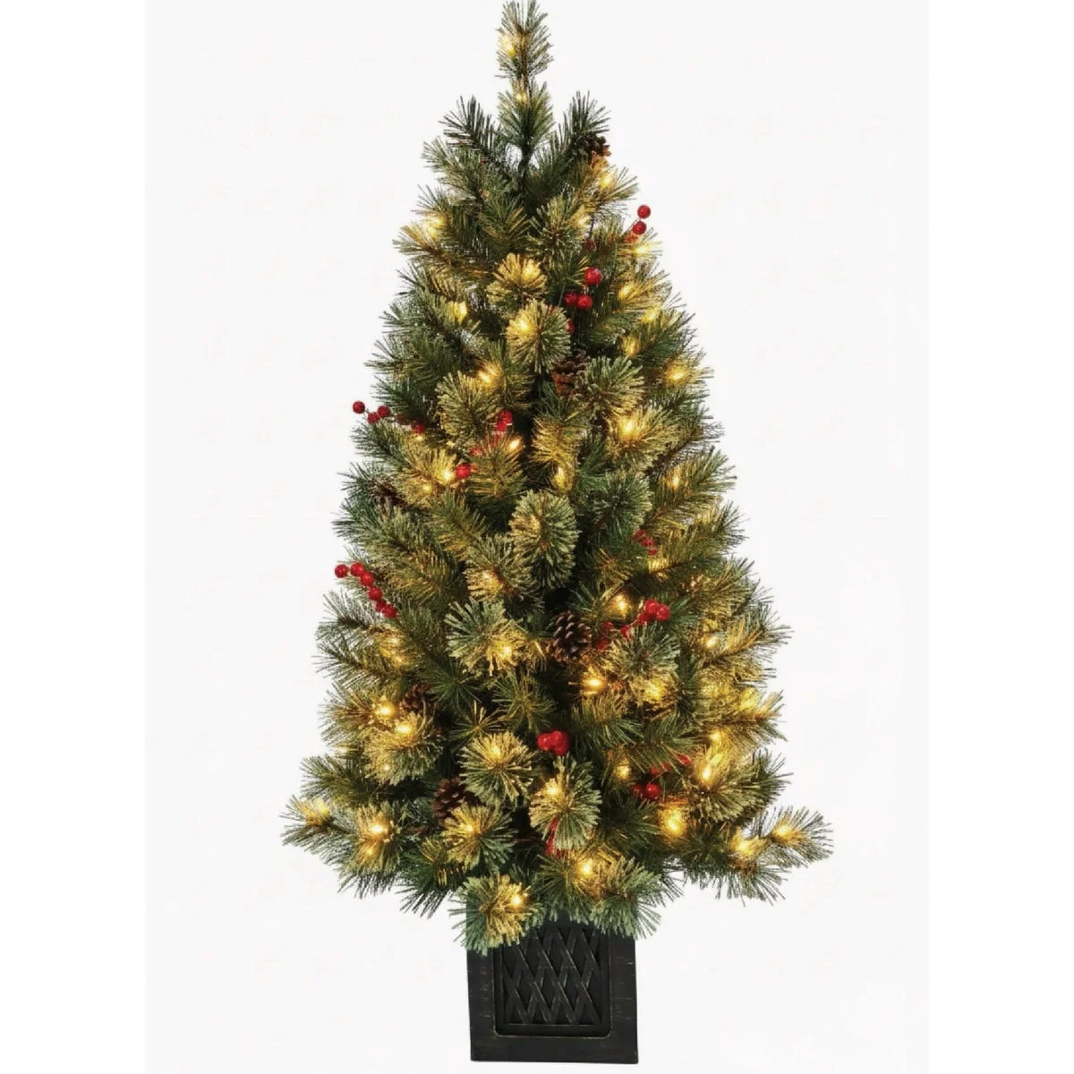 High-End National Tree Company 4 Ft. 100 Dual Color LED Potted Evergreen Long-Lasting