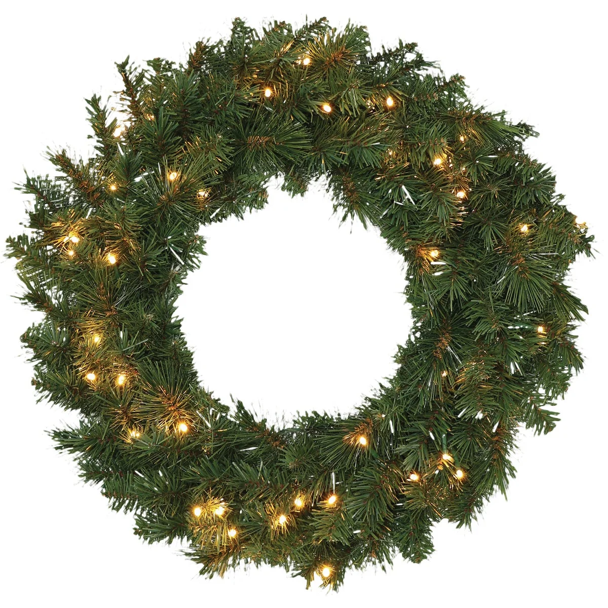 Comfortable Holiday Wonderland 24 In. 50-Bulb Warm White LED PVC Mixed Needle Wreath Fashionable