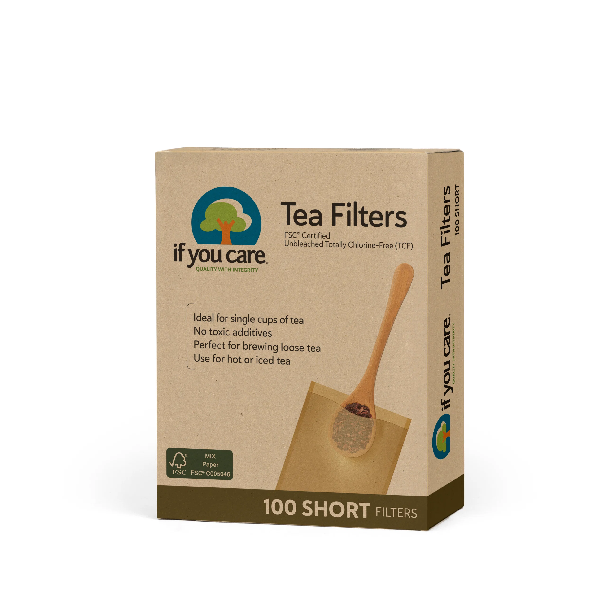 Expertly Made If You Care FSC Unbleached Tea Filters Short Organic
