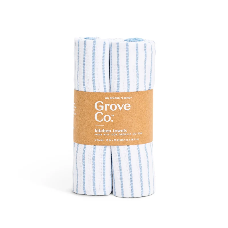 Grove Co. Organic Cotton Striped Kitchen Towels Sustainable