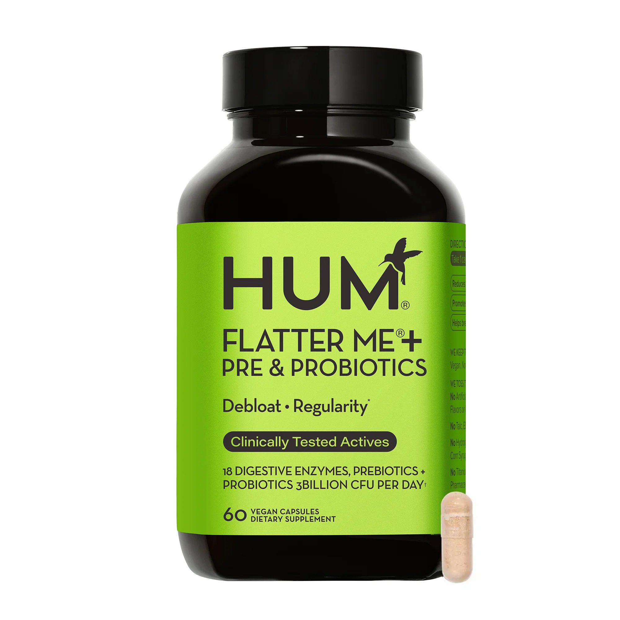 Elite HUM Nutrition Flatter Me – Debloat Enzymes Pre and Probiotics For Regularity Natural