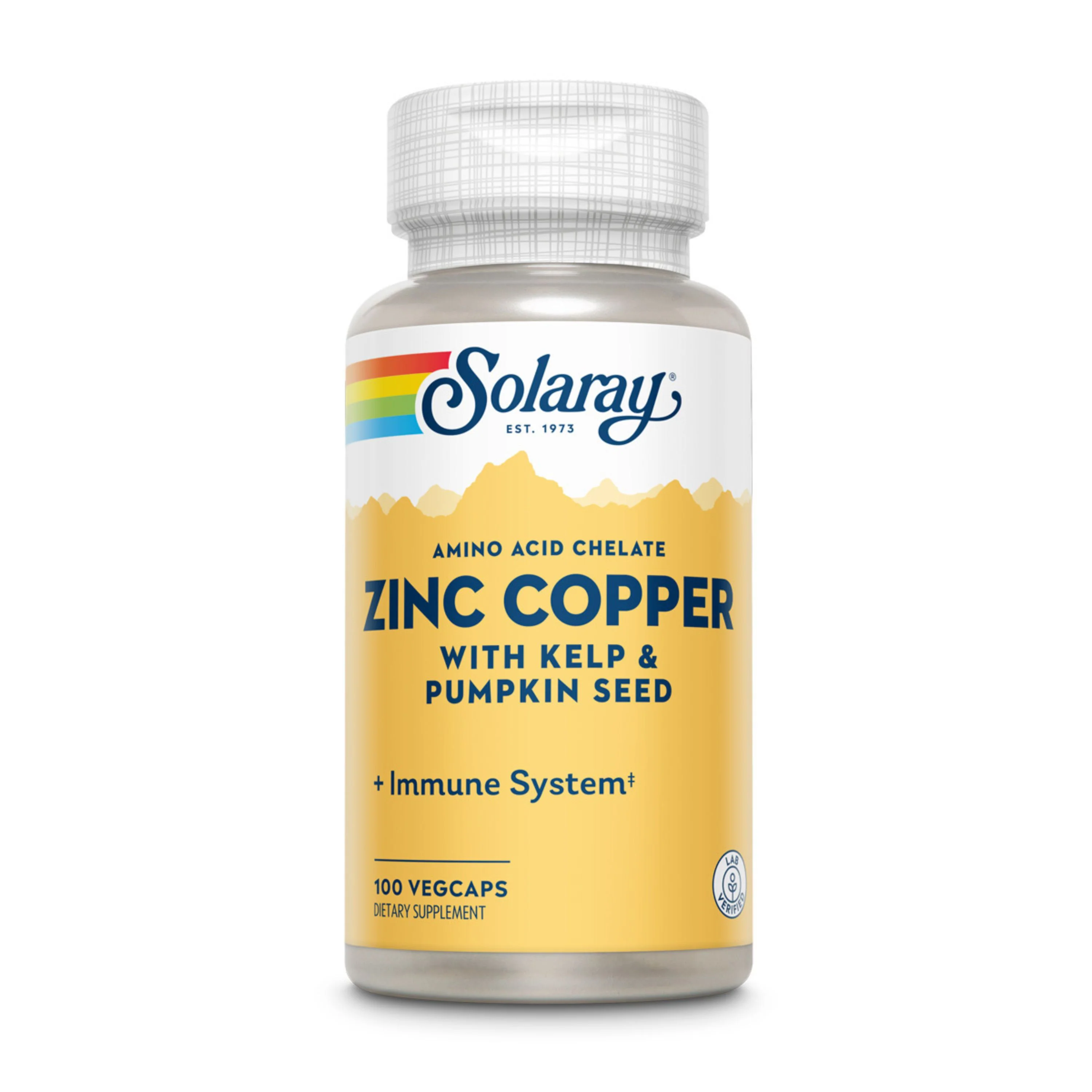Solid Solaray Zinc Copper Amino Acid Chelate with Kelp Pumpkin Seed Verified