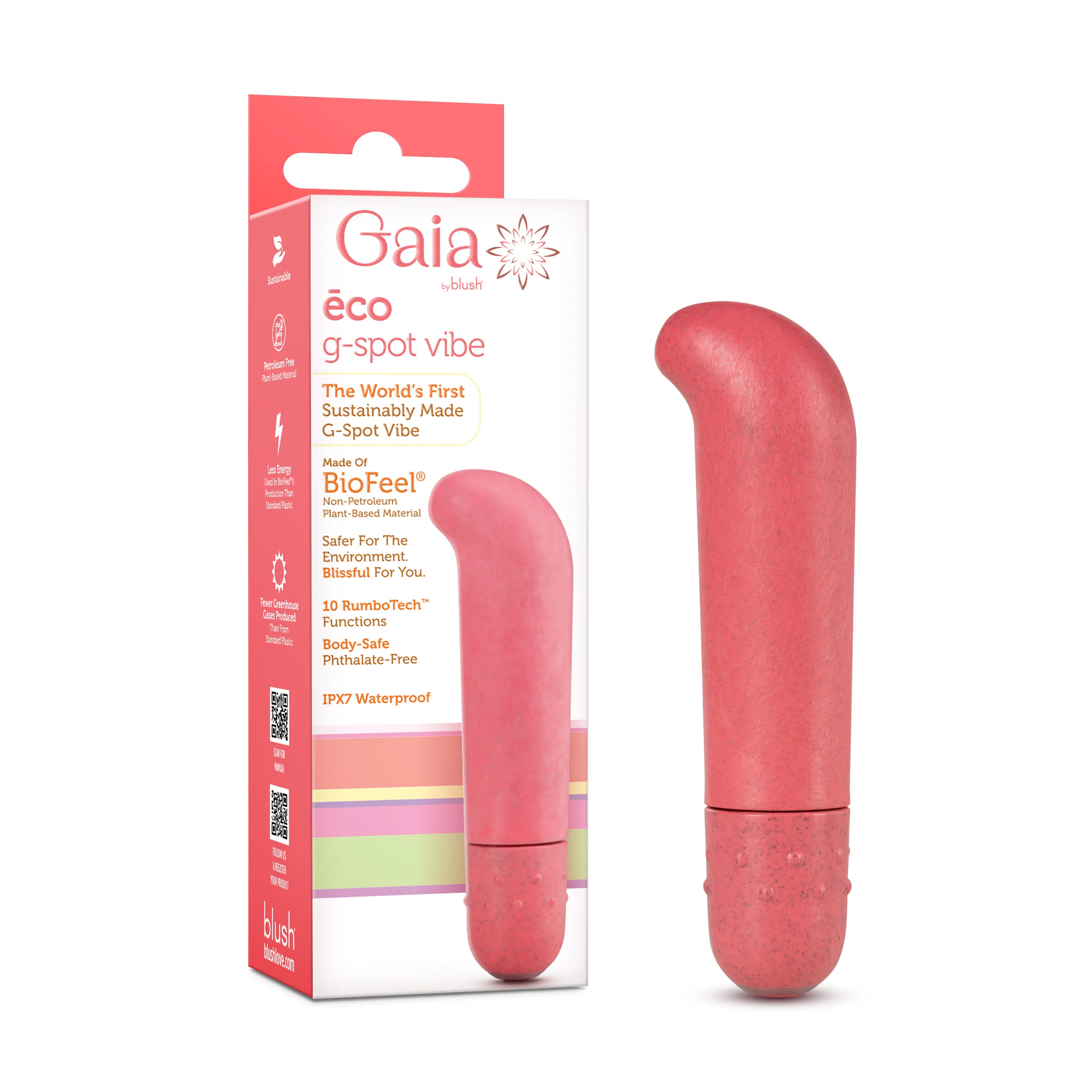 Stylish Blush Gaia G-Spot Vibrator – Eco Love Curved Professional