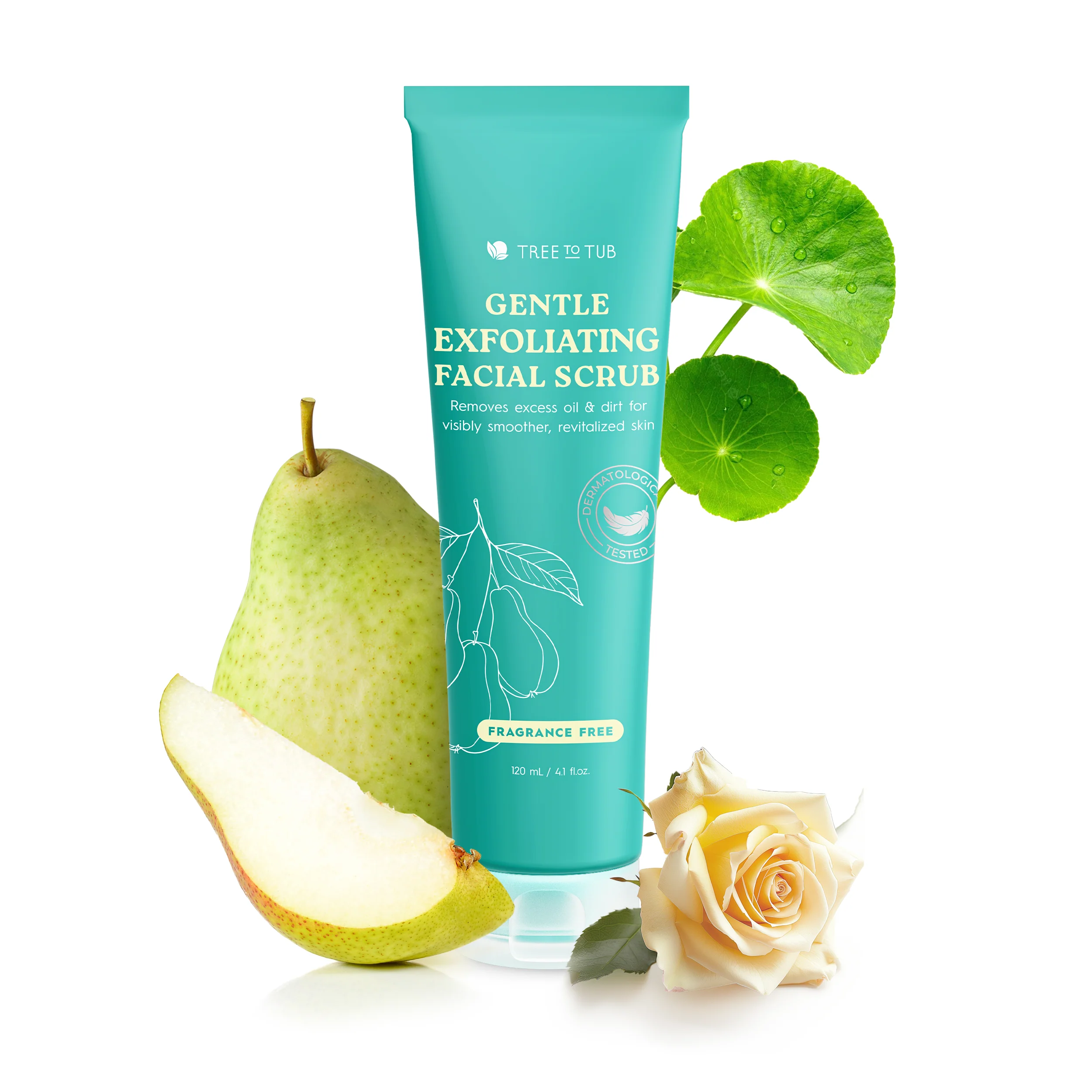 Fine Crafted Tree To Tub Gentle Exfoliating Face Wash Cleanser with Salicylic Acid Natural Micro-Exfoliators for Revitalized Skin Versatile