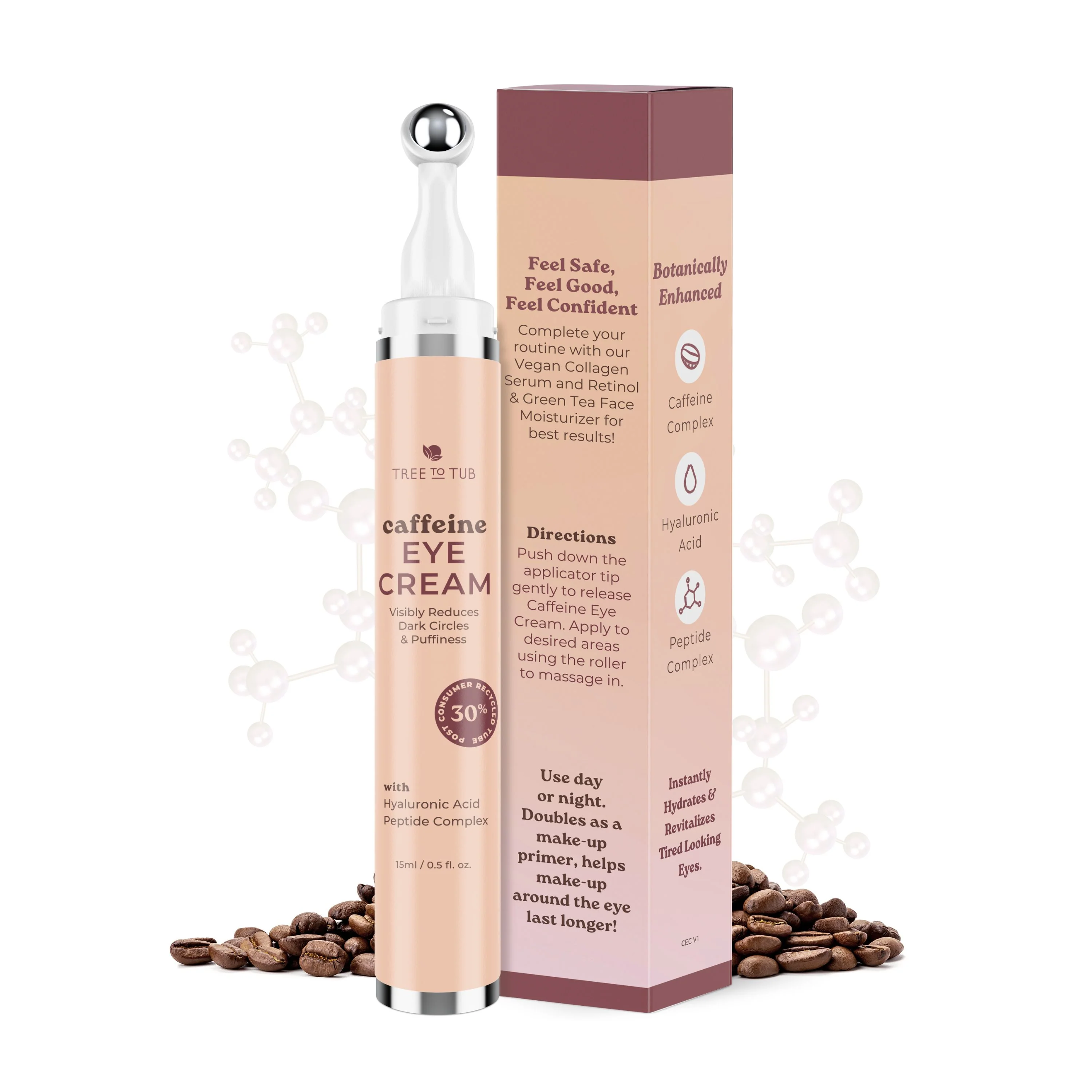 Top-Quality Tree To Tub Revitalizing Caffeine Eye Cream for Puffiness and Dark Circles Original Design