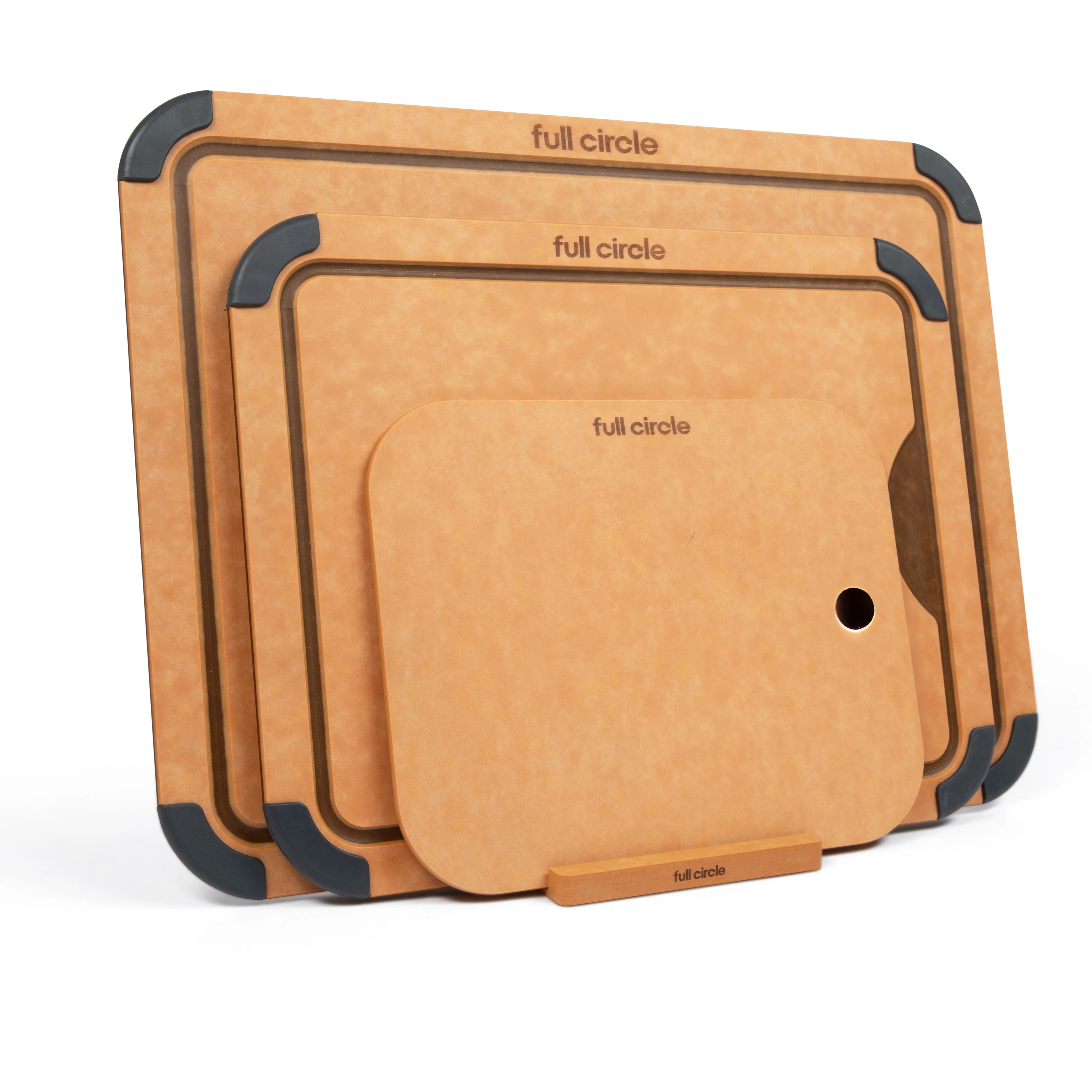 Trendy Full Circle Cutting Board Set with Holder Breathable