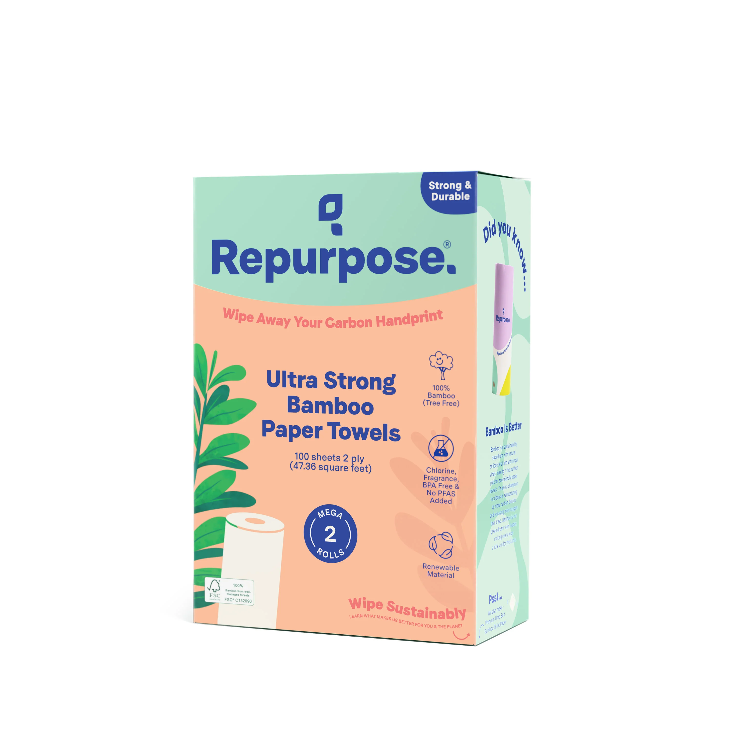 High-End Repurpose Bamboo Paper Towel 2ply 100 sheets Outstanding