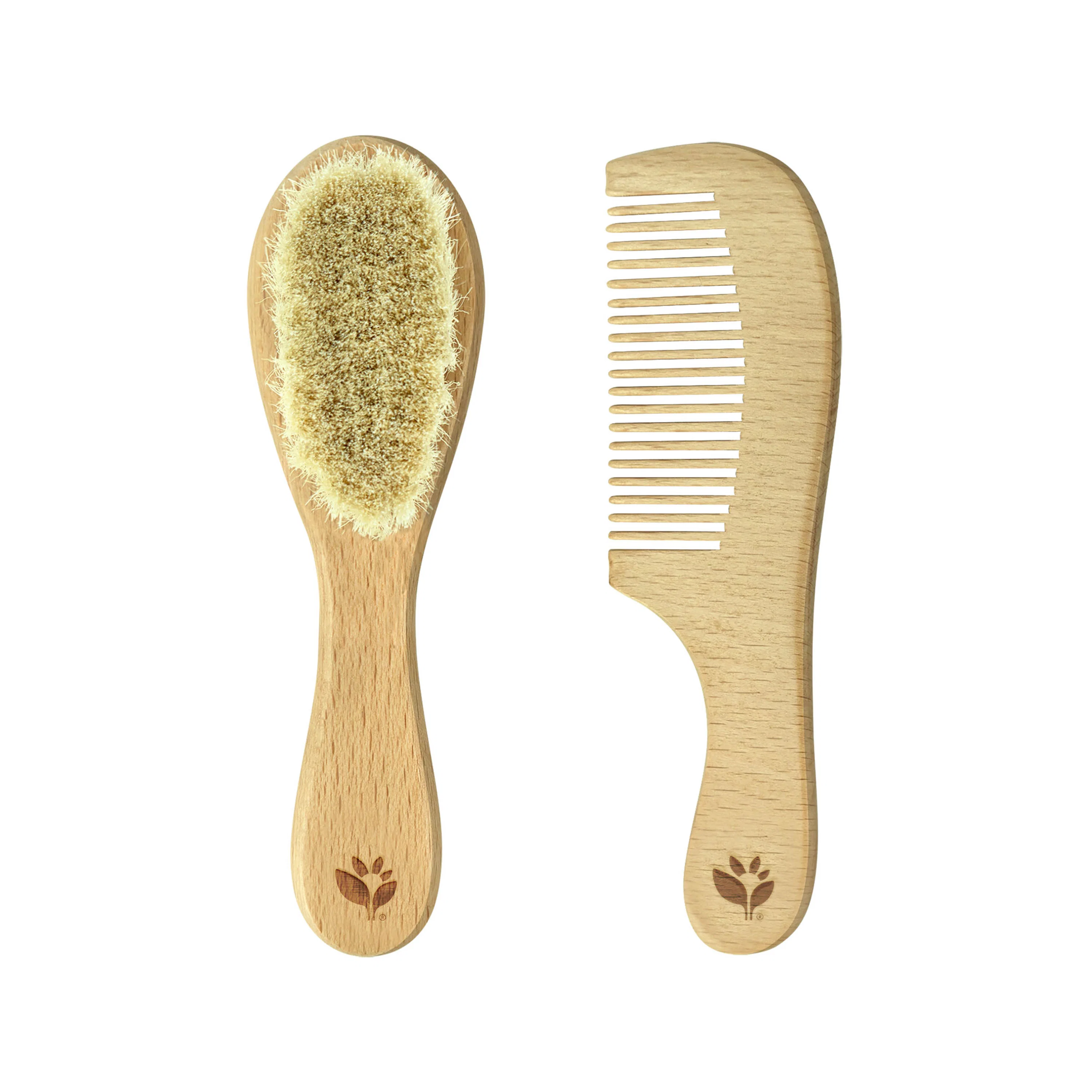 Refined Green Sprouts Baby Goat-Hair Brush Comb Set for Baby’s Delicate Scalp Proven