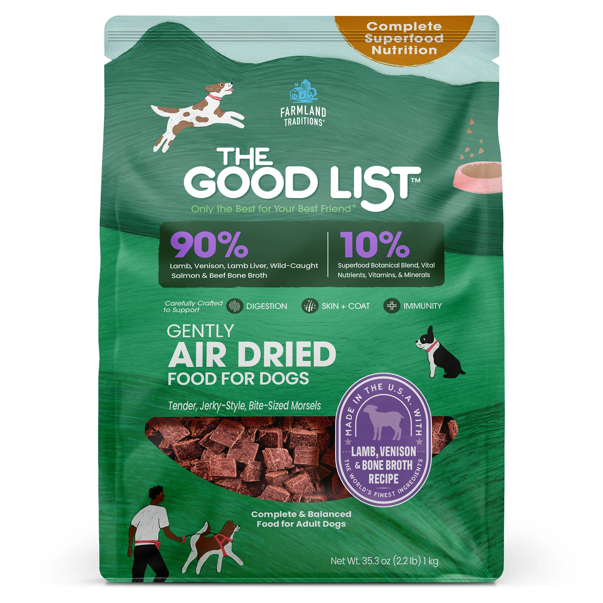 Relaxed The Good List by Farmland Traditions Lamb Venison Bone Broth Recipe Food Topper and Mixer for Dogs Pure