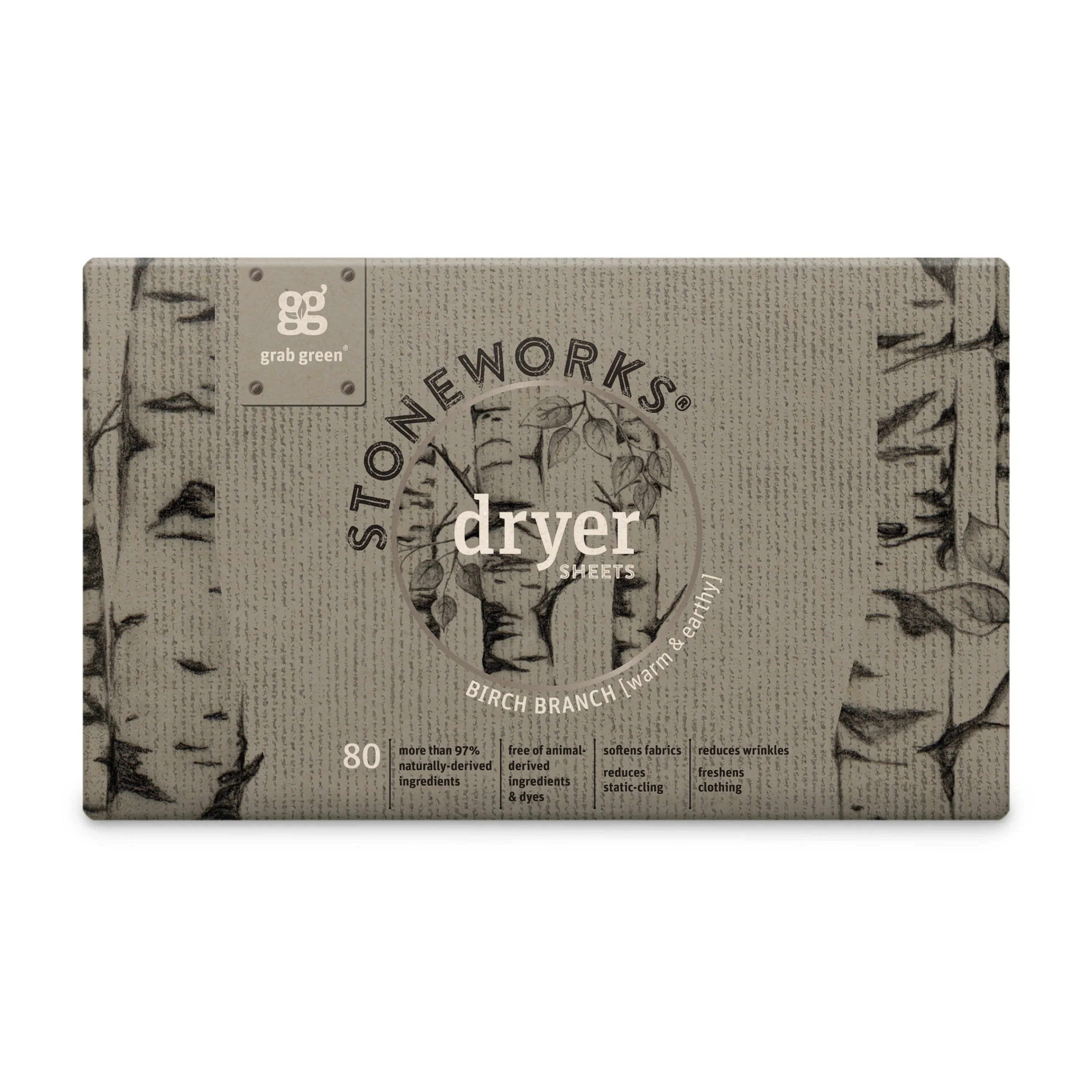 Dependable grab green Stoneworks Dryer Sheets – Birch Branch Durable