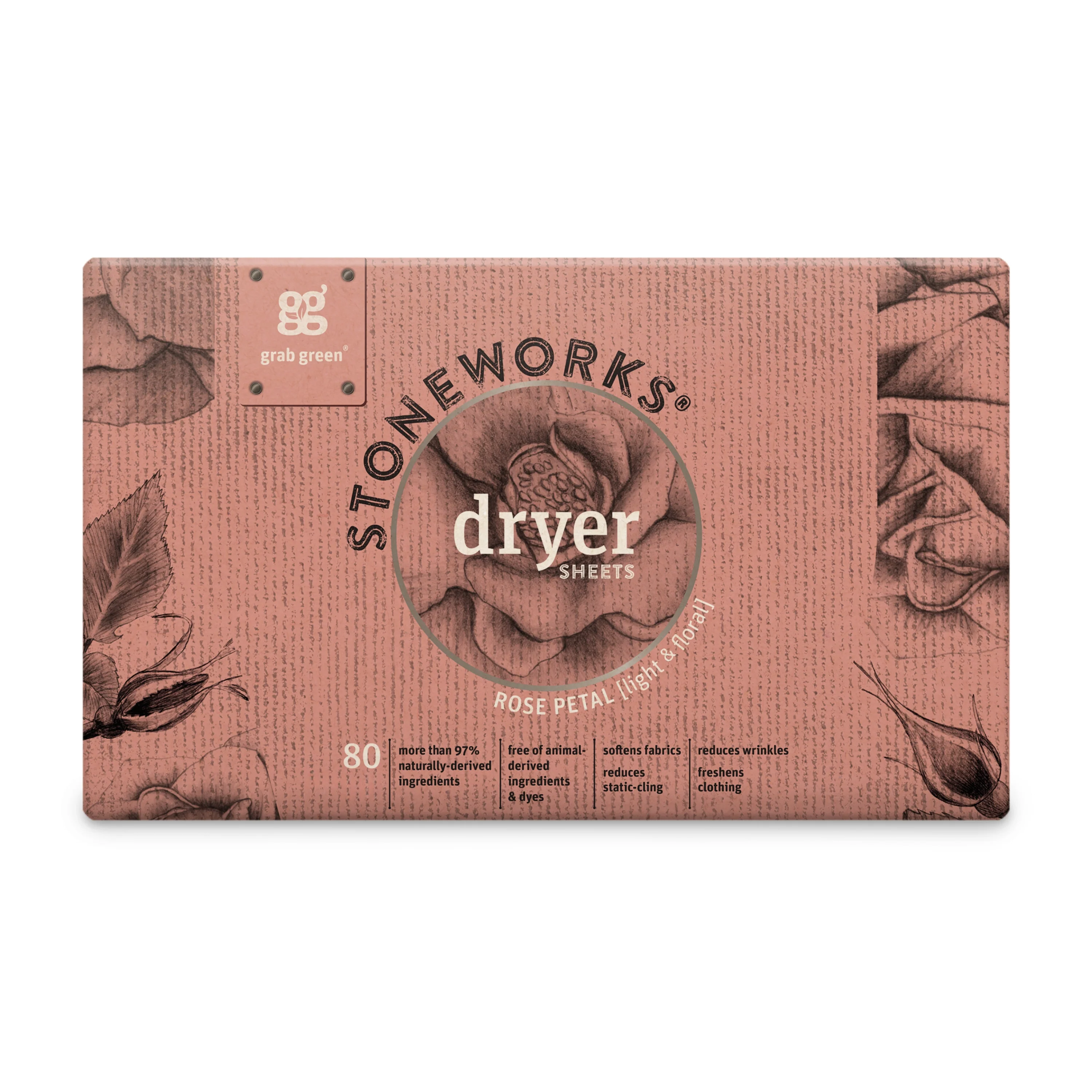 Relaxed grab green Stoneworks Dryer Sheets – Rose Petal Reusable