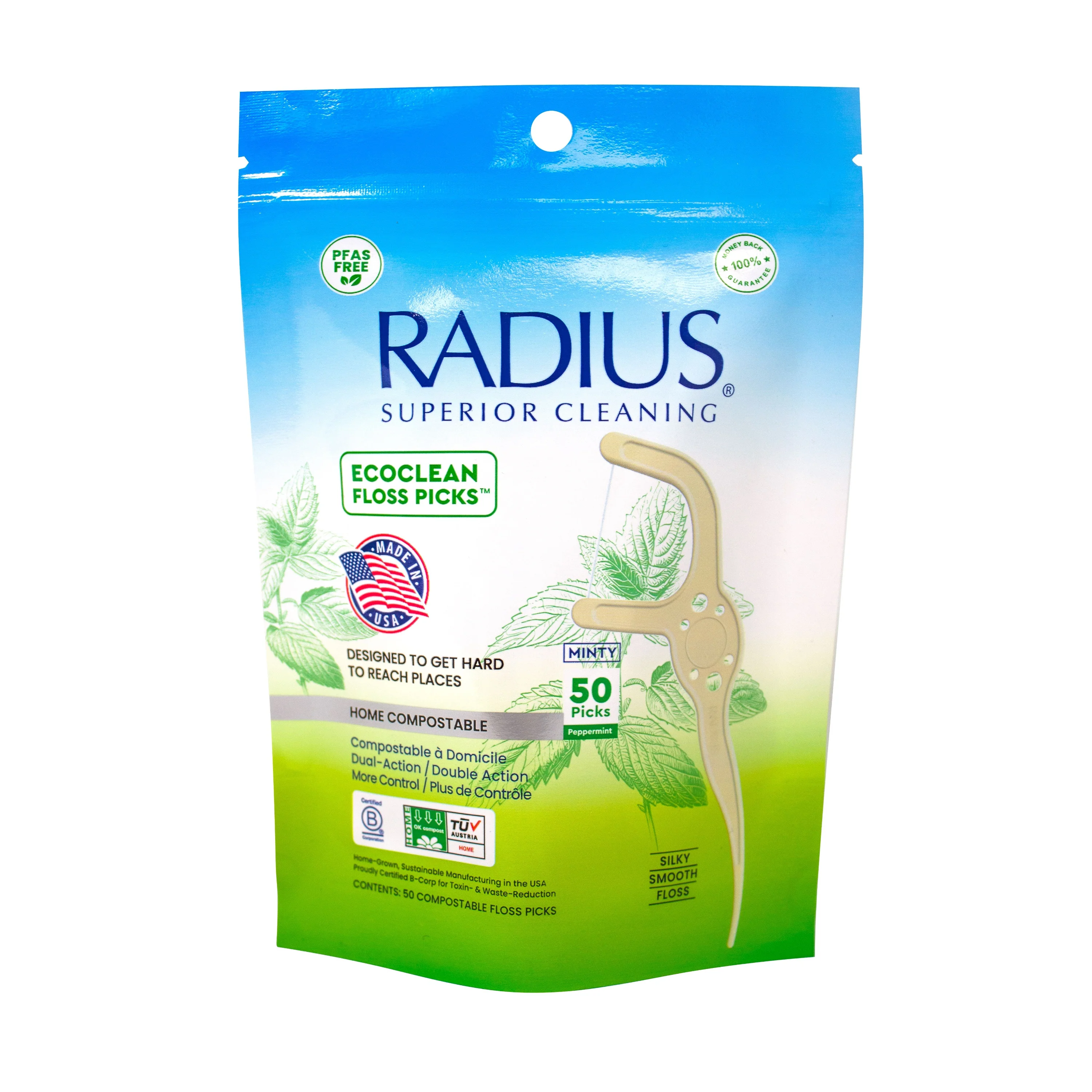 Crafted Radius EcoClean Floss Picks with Toothpick End Fashionable